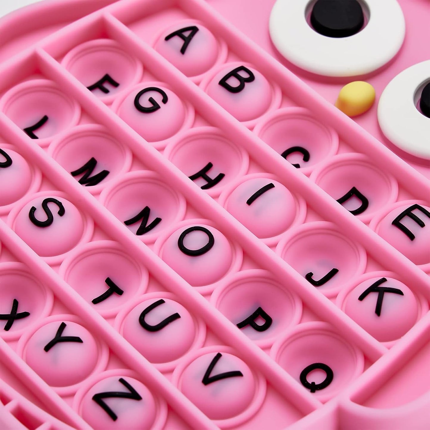 Push Pop Bubble Fidget Sensory Toy, Silicone Stress Relief Popping Toy, ABC Alphabet Owl Shaped Educational Learning Tools for Toddlers Kids Students (Black Letters-Rose)
