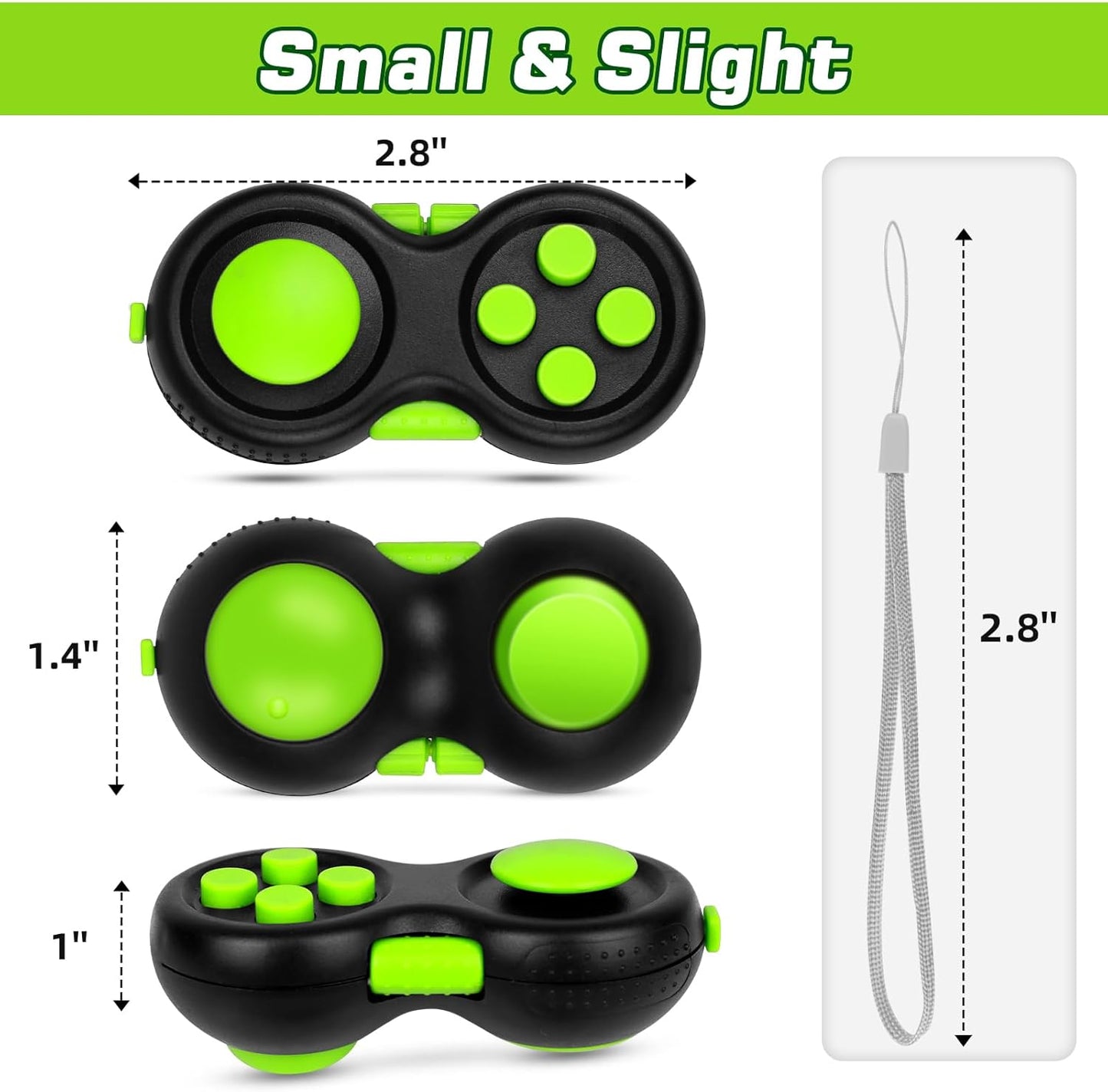 WTYCD Original Fidget Toy Game, Rubberized Classical Controller Fidget Concentration Toy with 8-Fidget Functions and Lanyard - Excellent for Relieving Stress and Anxiety(Green)