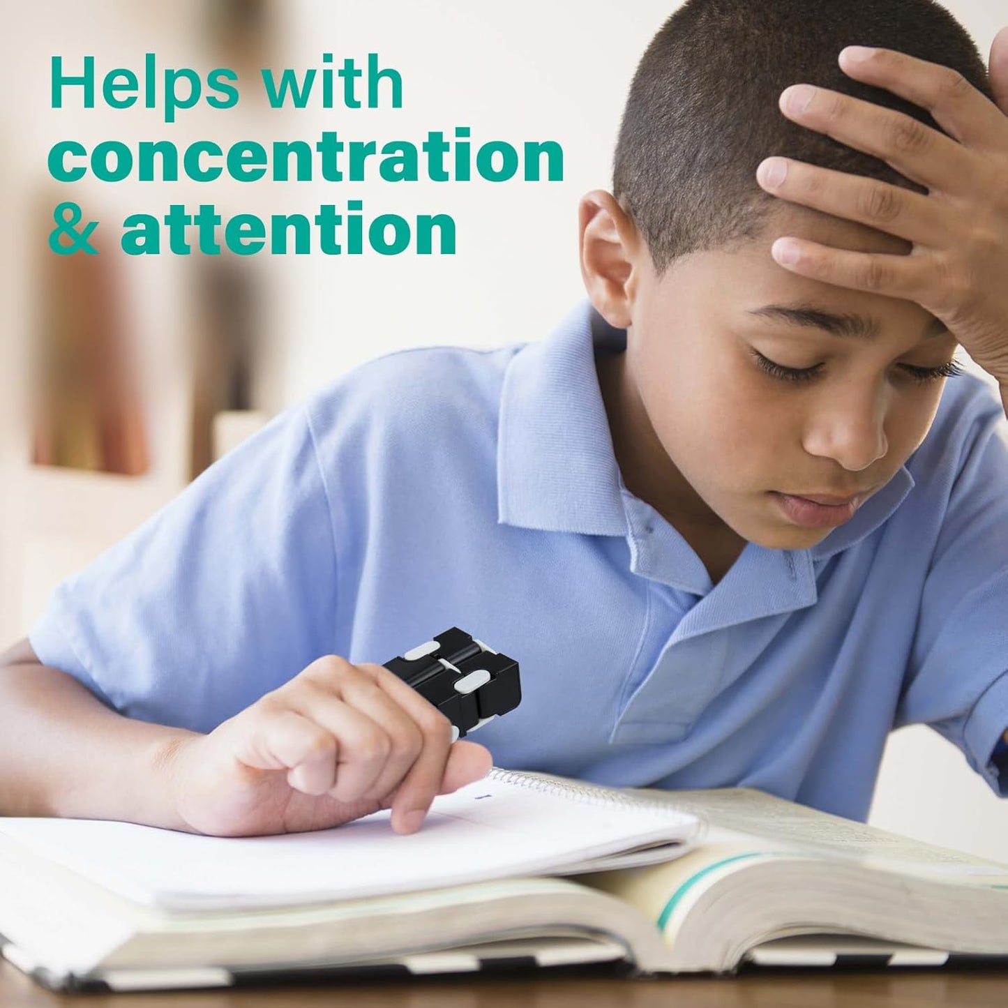 Infinitycube Fidget Toy Stress Relieving Fidgeting Game for Kids and Adults,Cute Pocket-sized Unique Gadget for Anxiety Relief and Kill Time (Black/White)