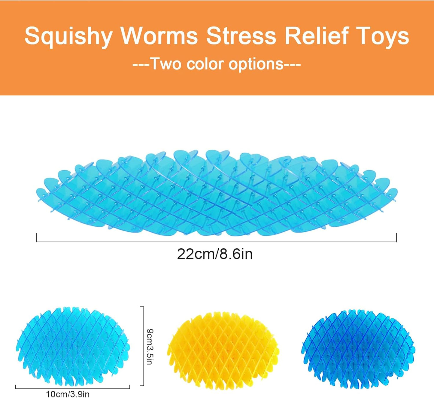 Fidget Worm Toy,3pcs Worm Big Fidget Toys Adults and Kids, Funny Stretchy Sensory Stress Toys, Fidget Sensory Squeeze Toys, Relieves Stress and Anxiety Finger Toys for Kids with Autism ADHD
