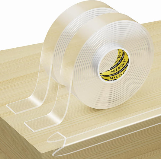 2Pack Clear Edge Protector Strip, 0.8in x 9.84FT(19.68FT Total), Sharp Edge Wrap Cover Tape, Self Adhesive Protective Bumper Guards for Cabinet Door Desk Glass Table Furniture, Kitchen Countertop