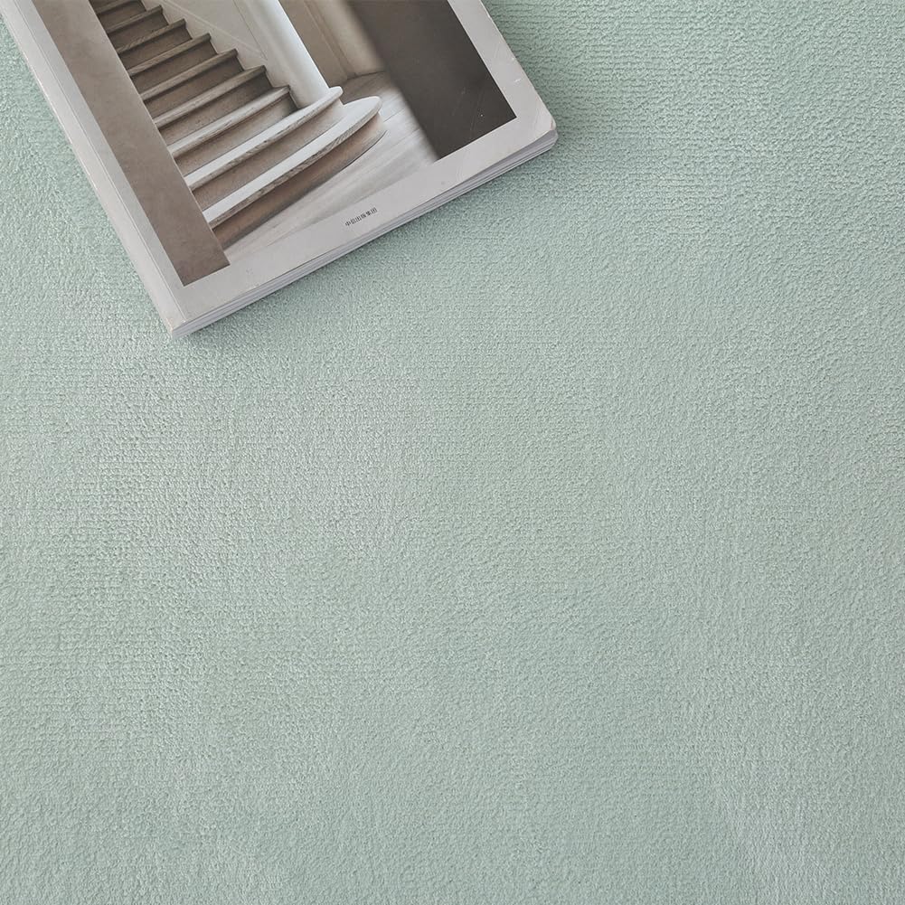 Loartee Nursery Rug Coral Velvet Crawling Rugs Mat Area Rugs Play Crawling Mat(5'11"x6'7", Light Green) for Toddler Children Play Mat Yoga Mat Exercise Pads Carpet