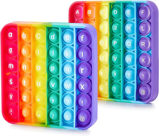 Alphabet Pop Fidget Toys Square ABC Letters Pop Bubble Toy Silicone Sensory Lowercase Uppercase Number Pop for Toddlers & Schools (5x5inch, Lowercase+Uppercase)