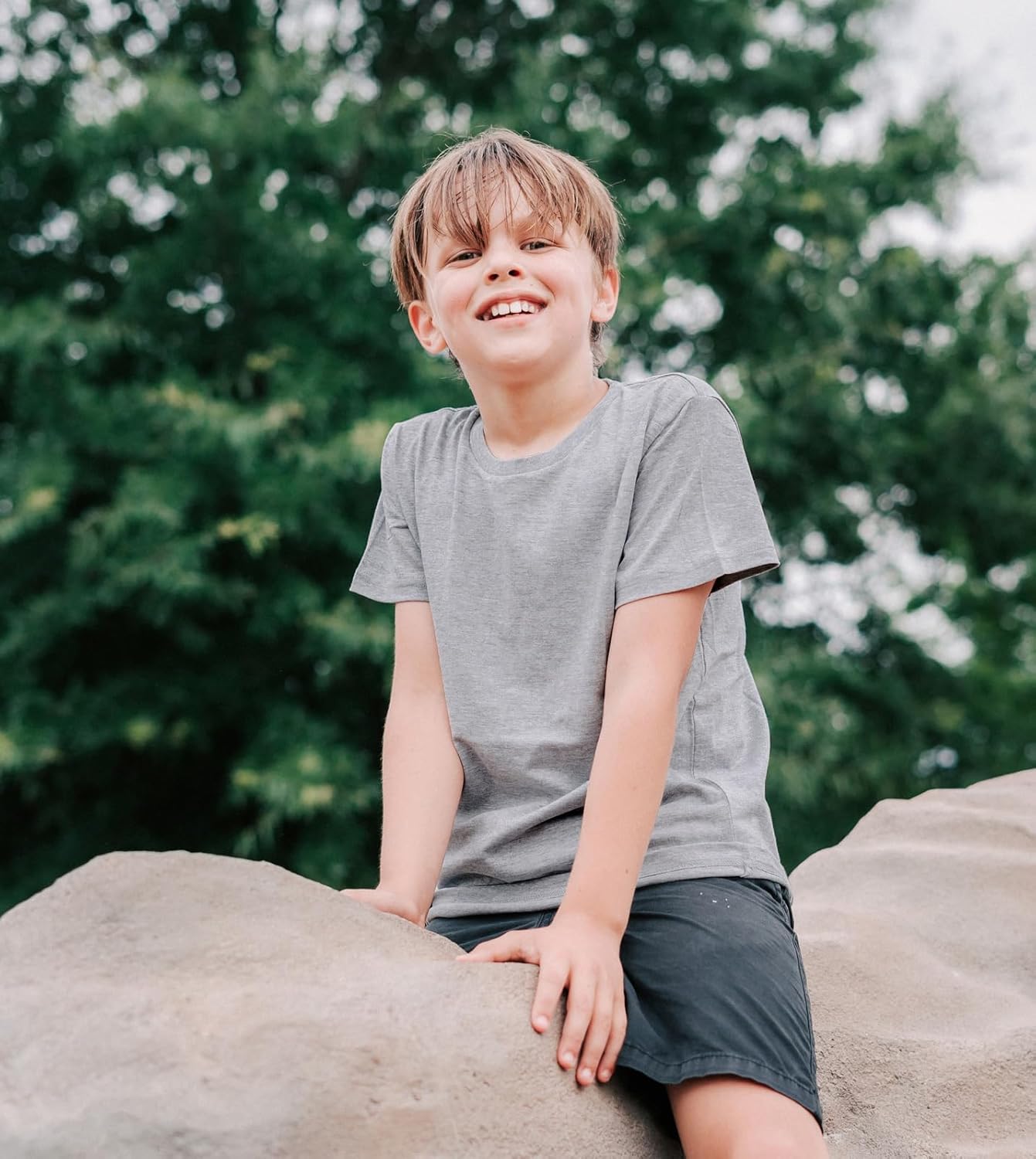 LAPASA Kids T-Shirts Short Sleeve (4 Pack) 100% Cotton Plain Top Tees Boy & Girl Unisex Toddler Children Tie Dye Summer K01