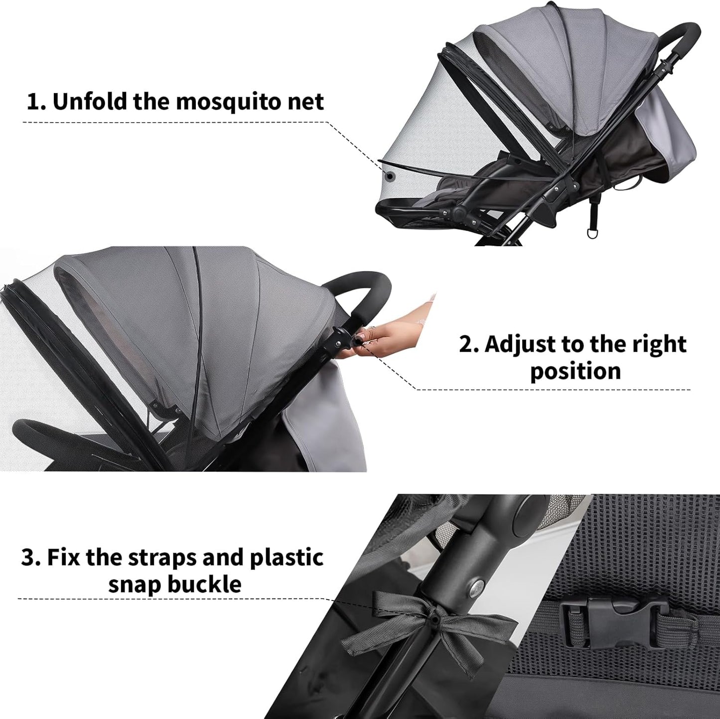 Bemece Universal Baby Stroller Mosquito Net, Durable Mosquito for Stroller with Two-Way Zippers & Storage Bag, Breathable & Foldable Mosquito Nets, Perfect Bug Net for Strollers