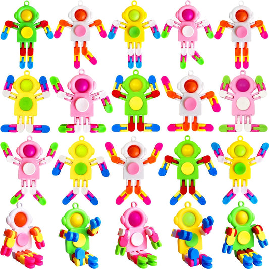 20 PCS Fidget Sensory Spinner Toys,Astronaut Key Chain Fingertip Toy,Transformable Fingertip Gyro Toy for Kids Adults,Stress Relief,Birthday Party Gift,Classroom Prizes