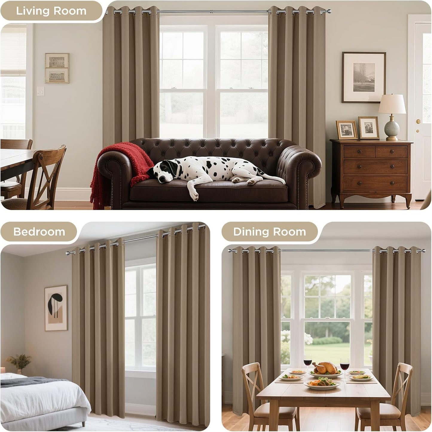 Joydeco Blackout Curtains 72 Inch Length 2 Panels Set, Thermal Insulated Long Drapes 2 Burg, Room Darkening Grommet Drapes for Living Room Bedroom Window