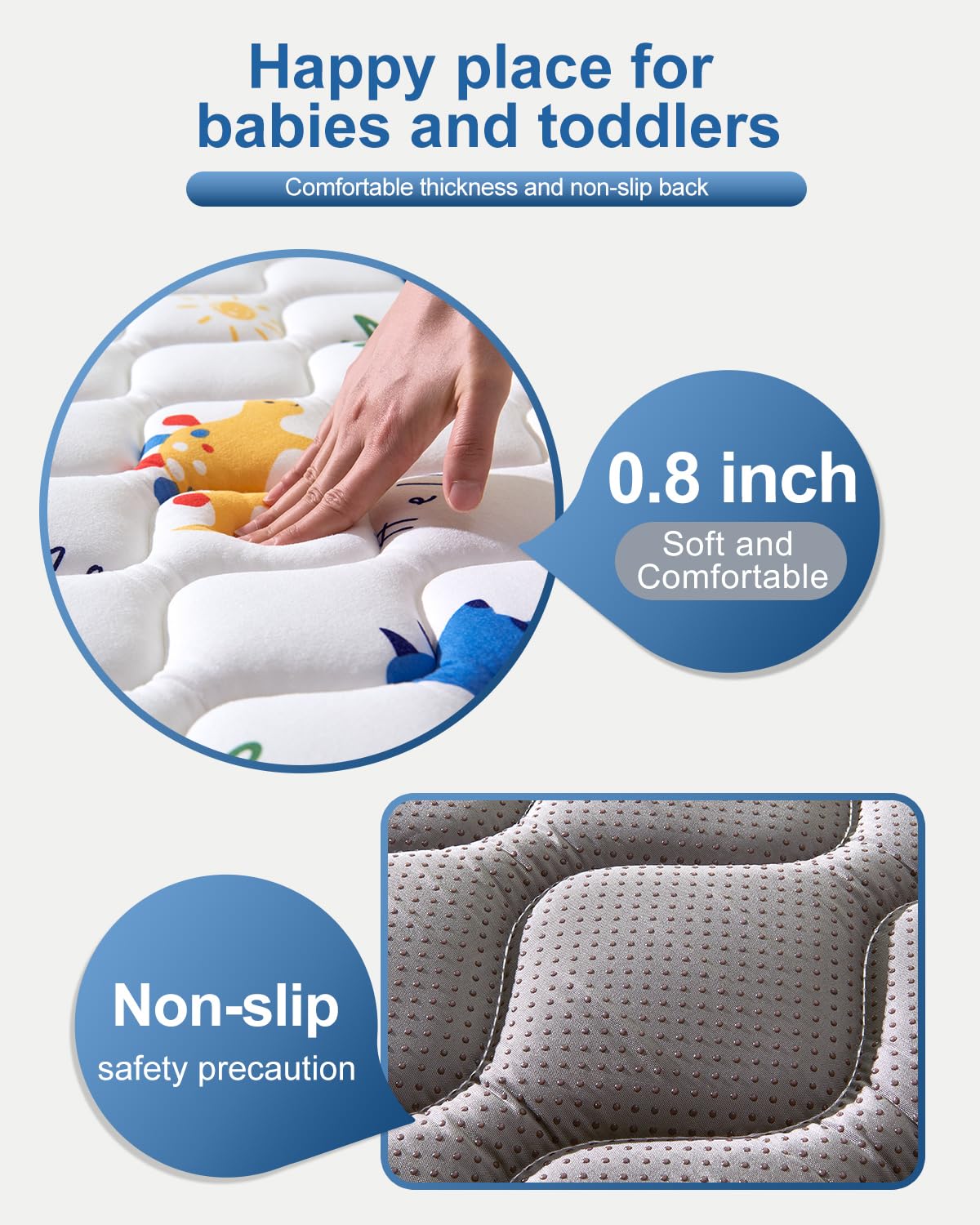 Odorless Premium Foam Baby Play Mat 4ft x 6ft, Soft Microfiber Fabric Crawling Mat for Floor- Comfortable and Hypoallergenic, Non-Slip Cushioned Floor Playpen mat for Infants,Babies,Toddlers