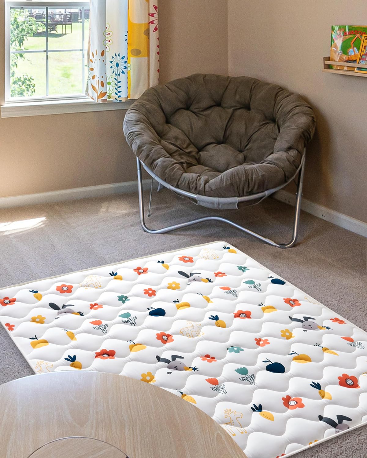 Odorless Premium Foam Baby Play Mat 36" x 36", Soft Microfiber Fabric Crawling Mat for Floor- Comfortable and Hypoallergenic, Non-Slip Cushioned Floor Playpen mat for Infants,Babies,Toddlers