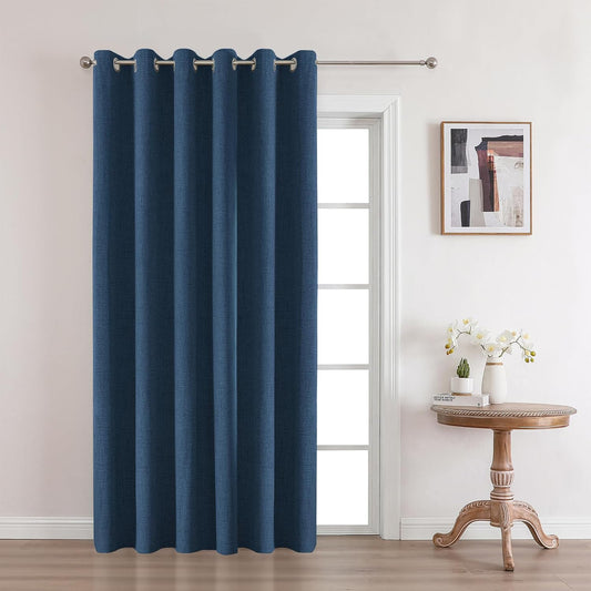 Joydeco Custom Denim Blue Textured Total Blackout Curtain for Bedroom and Living Room. Grommet Textured Thermal Insulated Room Darkening Curtain 1 Panel (Custom Size and Color)