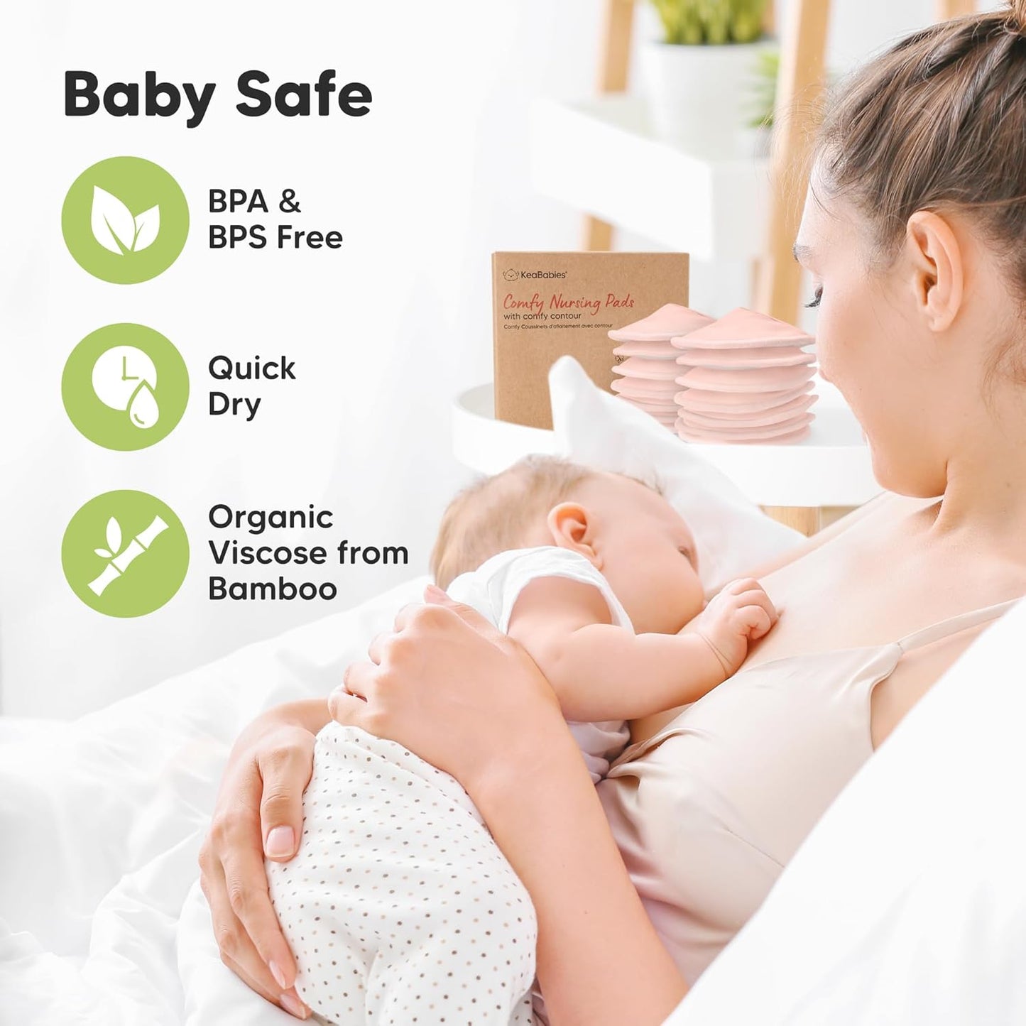 Organic Nursing Pads - 14 Washable Viscose Derived from Bamboo Breastfeeding Pads, Wash Bag, Reusable Breast Pads for Breastfeeding, Nipple Pads for Breastfeeding Essentials(Pink Sand, L 4.8")