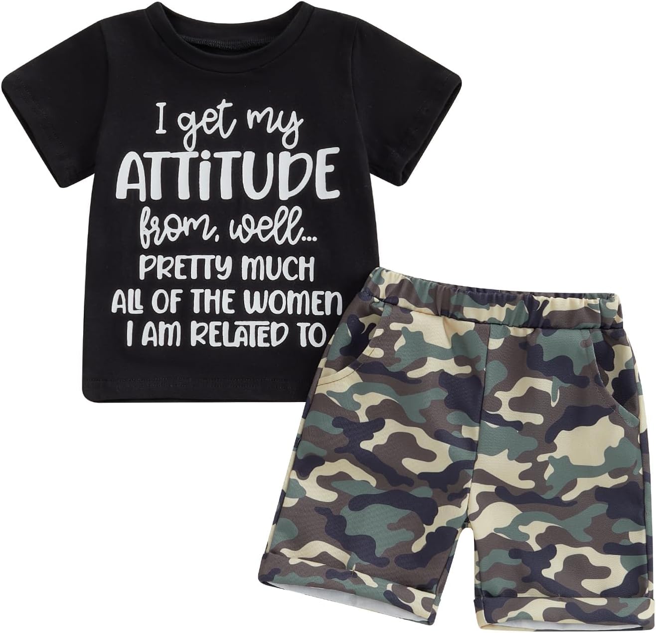 wdehow Toddler Kids Baby Boy Summer Clothes Sets 1T 2T 3T 4T 5T Letter Print Short Sleeve Tops Camouflage Shorts Outfits