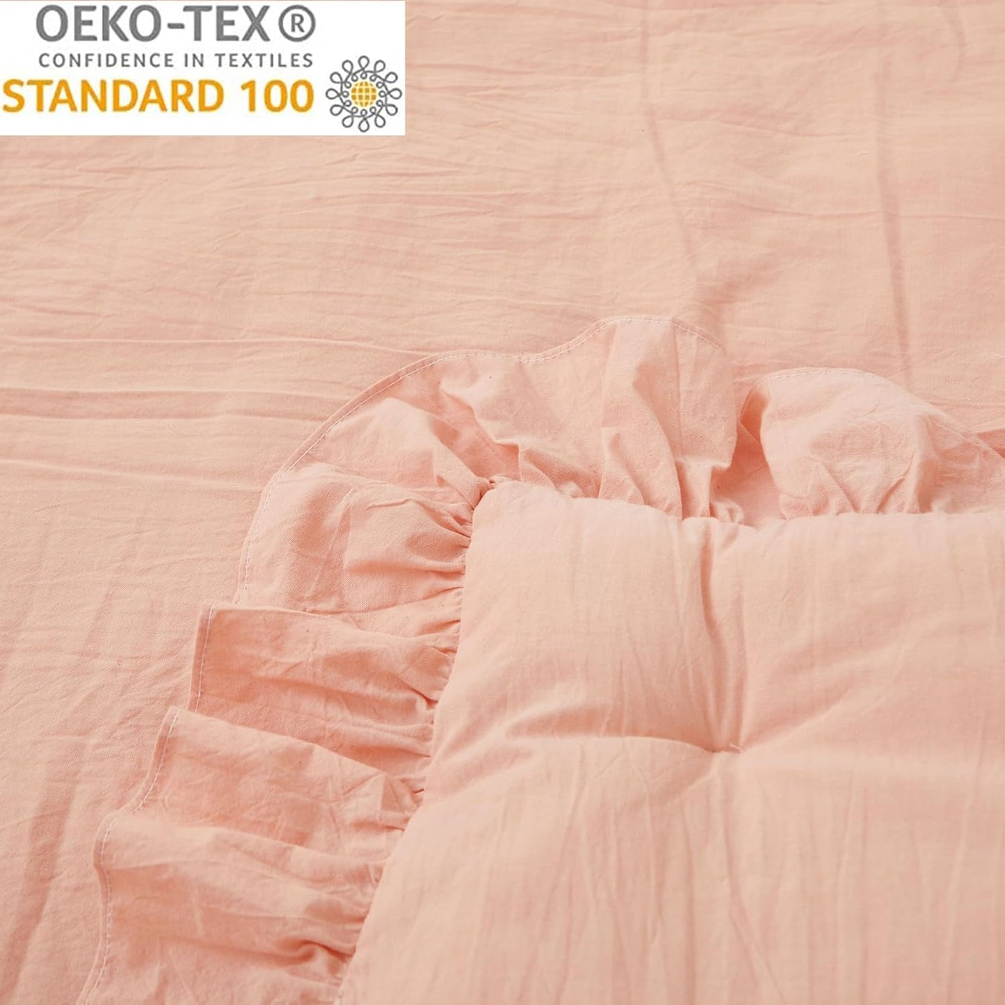 Brandream Baby Crib Bedding Set for Girls Boys Gender Neutral Boho Bohemian Farmhouse Chic Ruffle 6-Piece Nursery Bedding Set - 100% Cotton with Washed Craft Blush Pink Super Soft