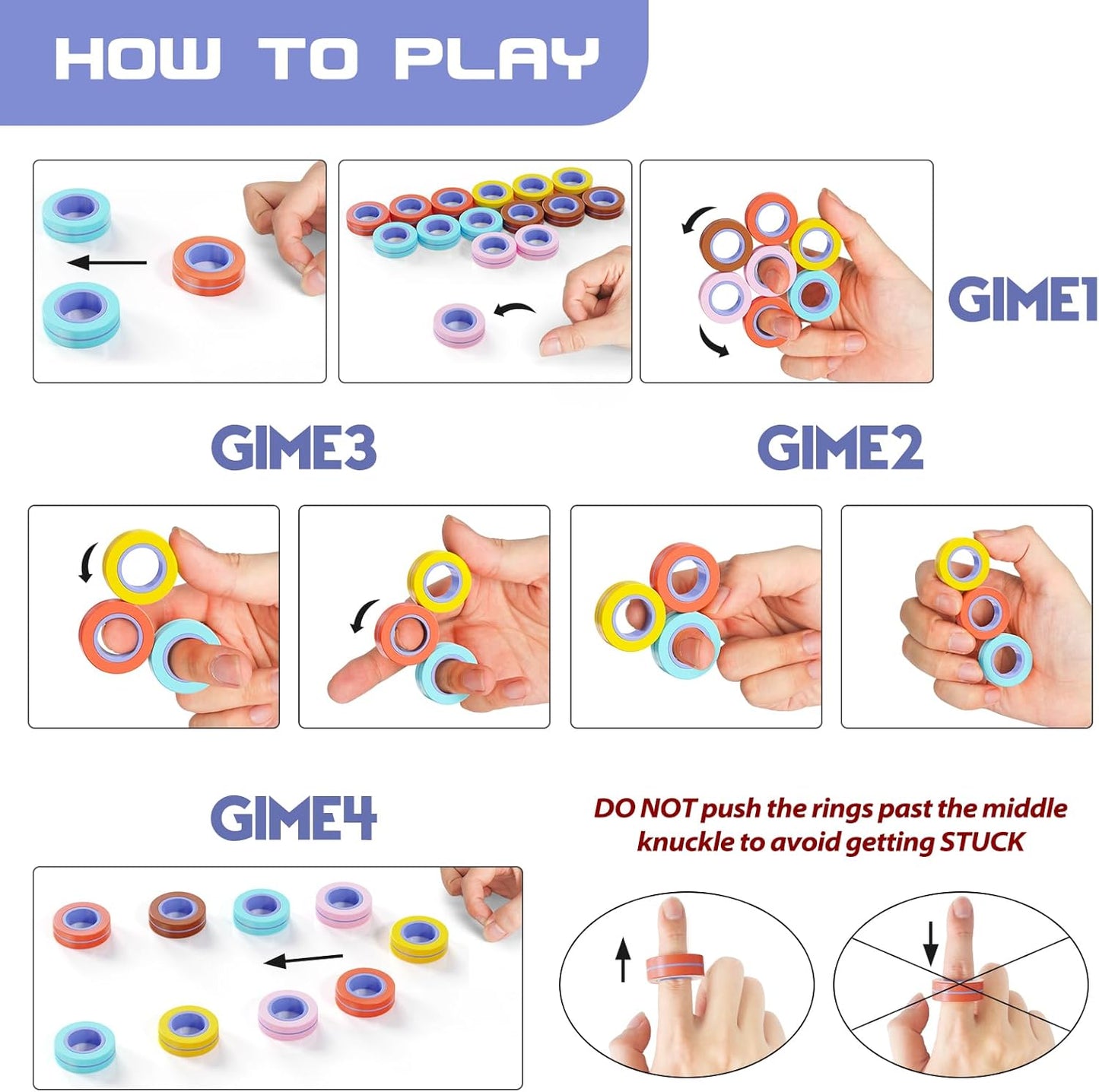 15Pcs Magnetic Rings Fidget Toy for Adult, Idea ADHD Anxiety Magnetic Fidget Toys Set Fidget Spinner Rings for Relief, Gifts for 8 9 10 11 12 13+ Year Old Boy Girl Teen