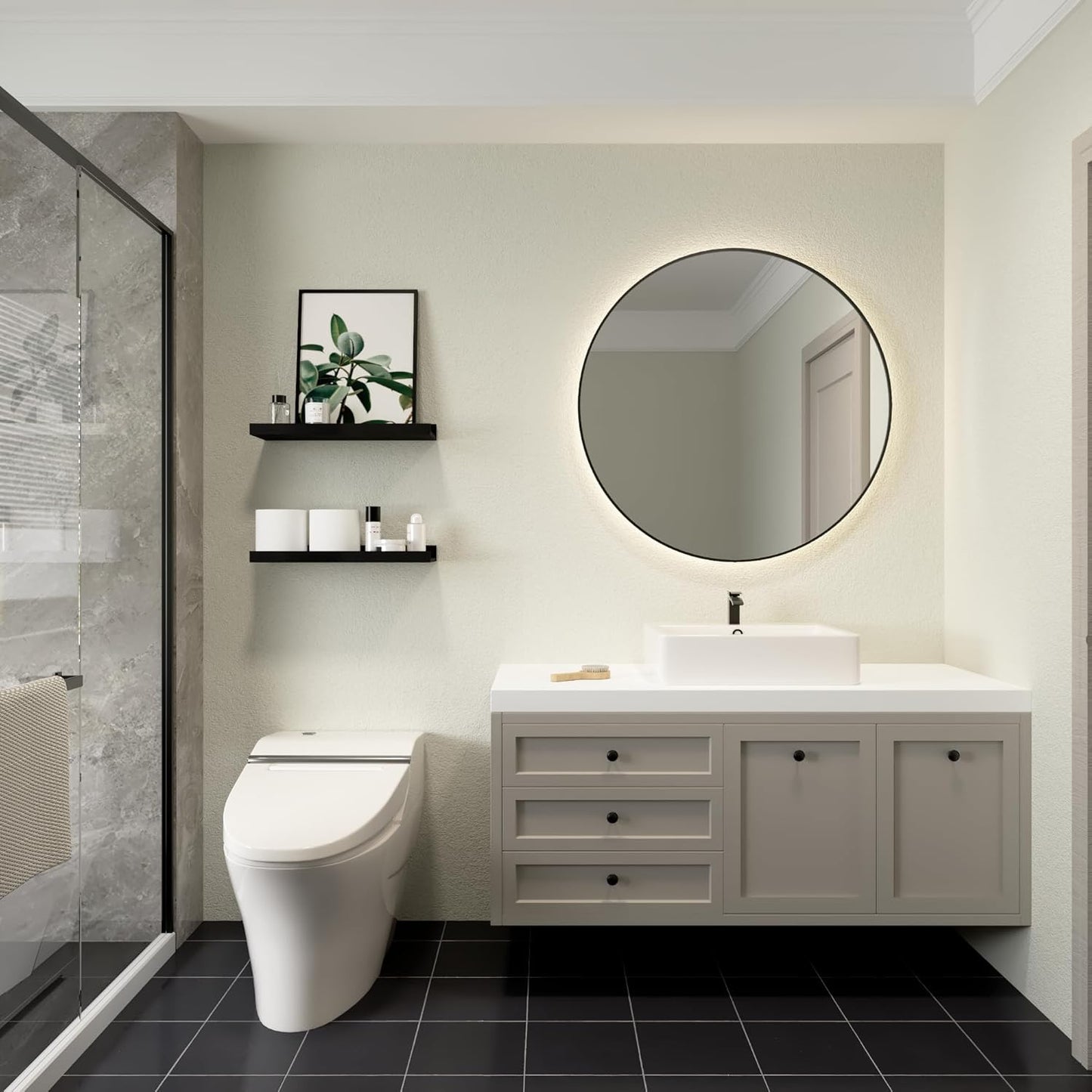 Floating Shelves Wall Mounted Set of 2, Modern Black Wall Shelves for Storage with Lip, Display Picture Ledge Shelf for Wall Decor Bedroom Living Room Bathroom Kitchen