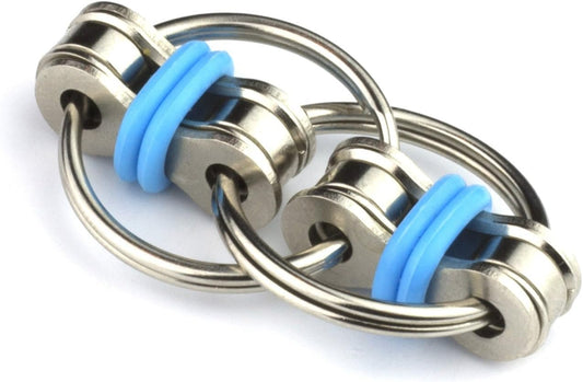Tom's Fidgets Original Flippy Chain Fidget Toy - Perfect for ADHD, Anxiety, and Autism - Bike Chain Fidget Stress Reducer for Adults and Kids (1, Blue)
