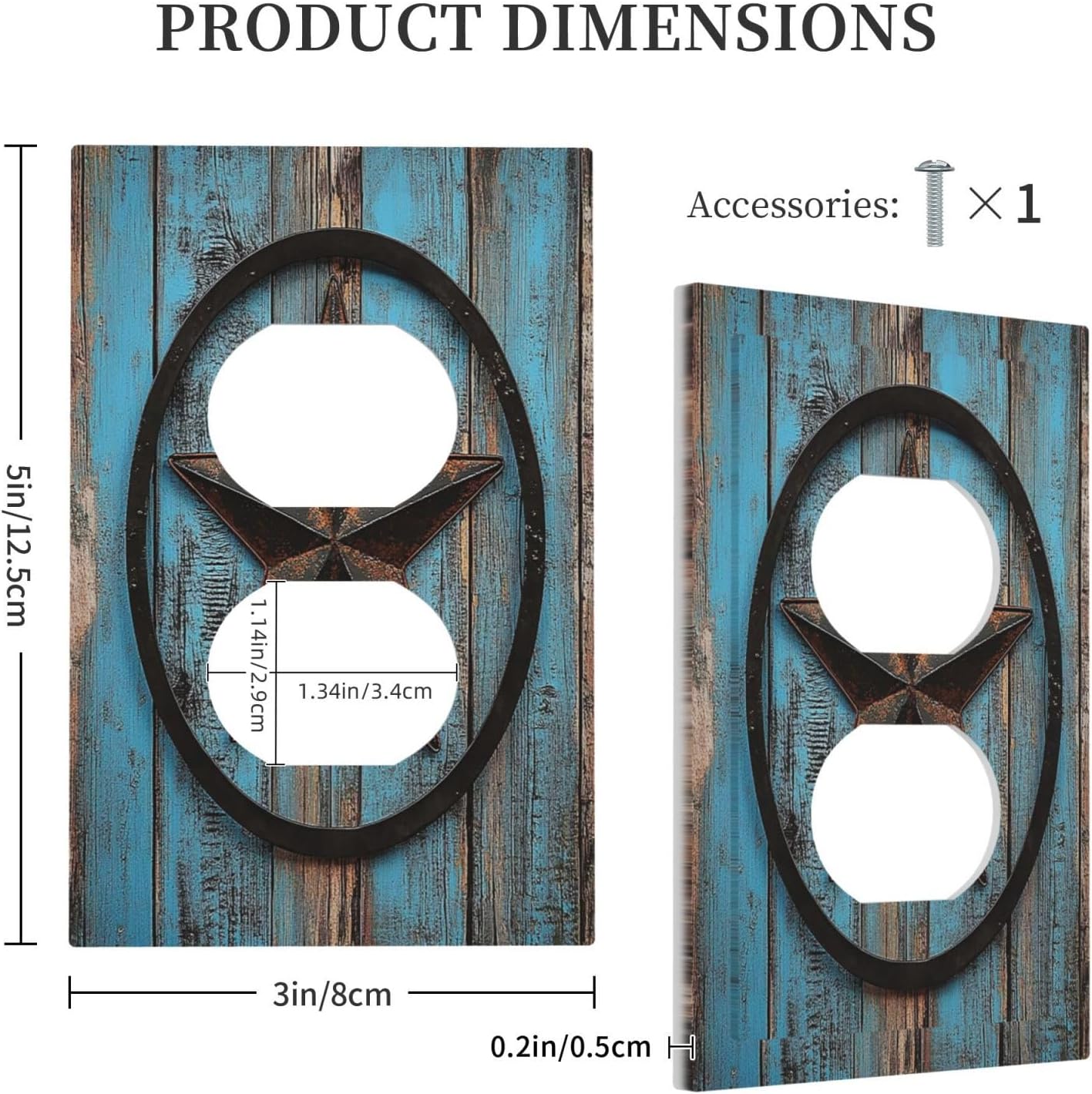 Outlet Covers Rustic Wood Country Barn Texas Star On Teal 1 Gang Duplex Light Switch Cover Decorative Switch Plates Electrical Receptacle Faceplate Wall Plate For Farmhouse Cabin