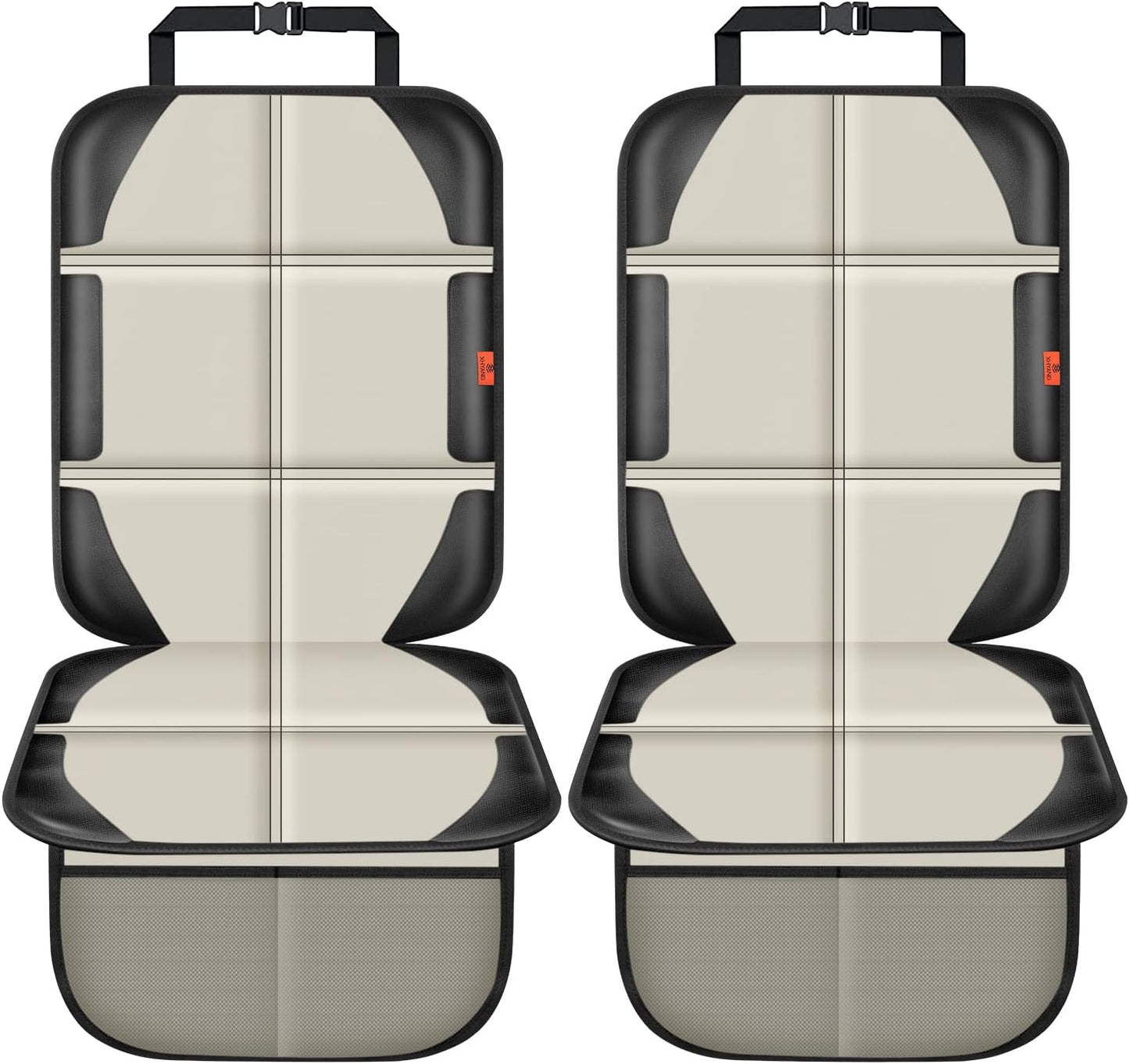 Car Seat Protector,2 Pack Car Seat Protectors Baby Carseat Waterproof Durable 600D Fabric for Child Baby Car Seat Mat Vehicle Pet Cover 2 Storage Pockets (2 Pack Beige)