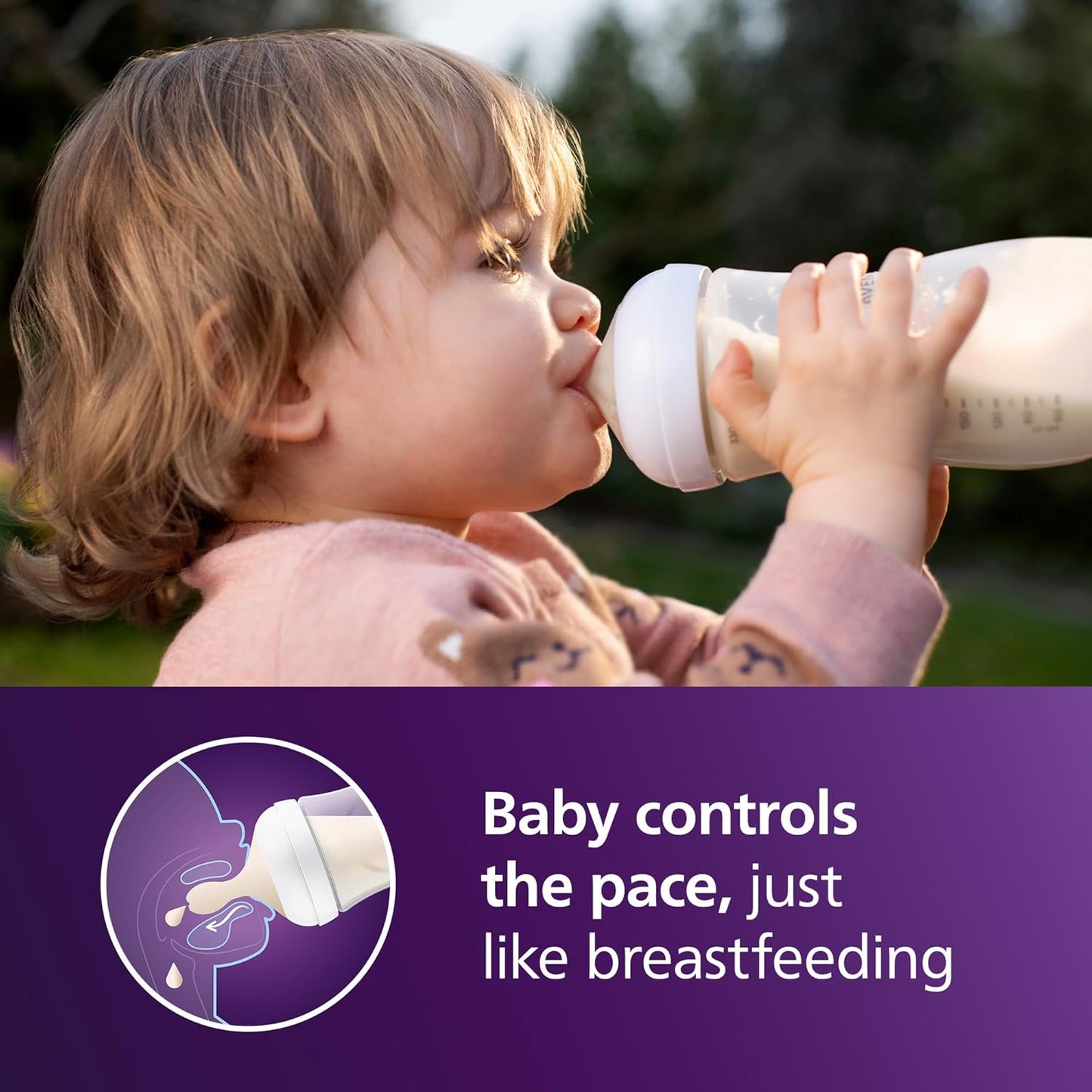 Philips Avent Natural Baby Bottles with Natural Response Nipples (Fast Flow, Flow 4), 11oz, 2-Pack, SCY906/02