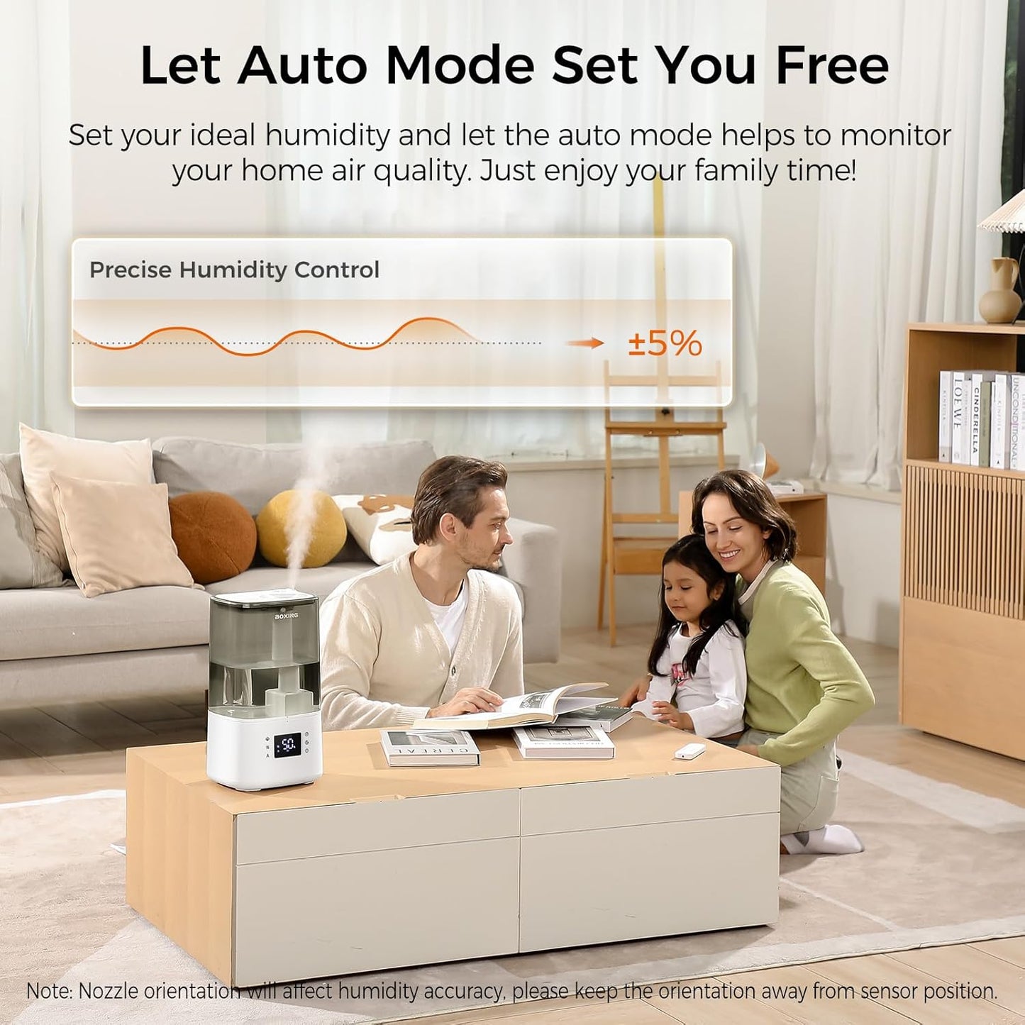 BOXING 6L Warm & Cool Mist Humidifiers for Bedroom, Air Humidfier for Large Room with Remote Control, Auto Mode Perfect for Baby & Plants, Top Fill, Sleep Mode, Timer, Essential Oil Tray, 60H