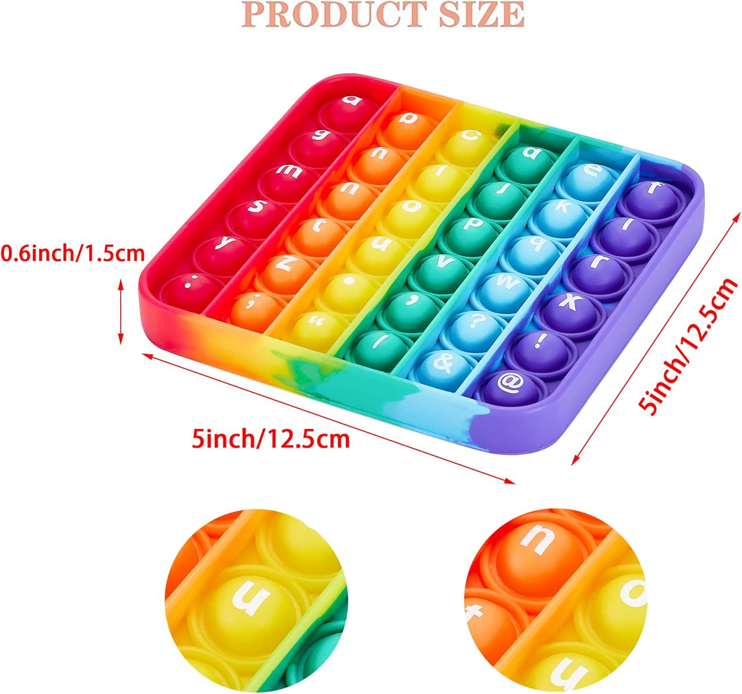 Alphabet Pop Fidget Toys Square ABC Letters Pop Bubble Toy Silicone Sensory Lowercase Uppercase Number Pop for Toddlers & Schools (5x5inch, Lowercase+Uppercase)
