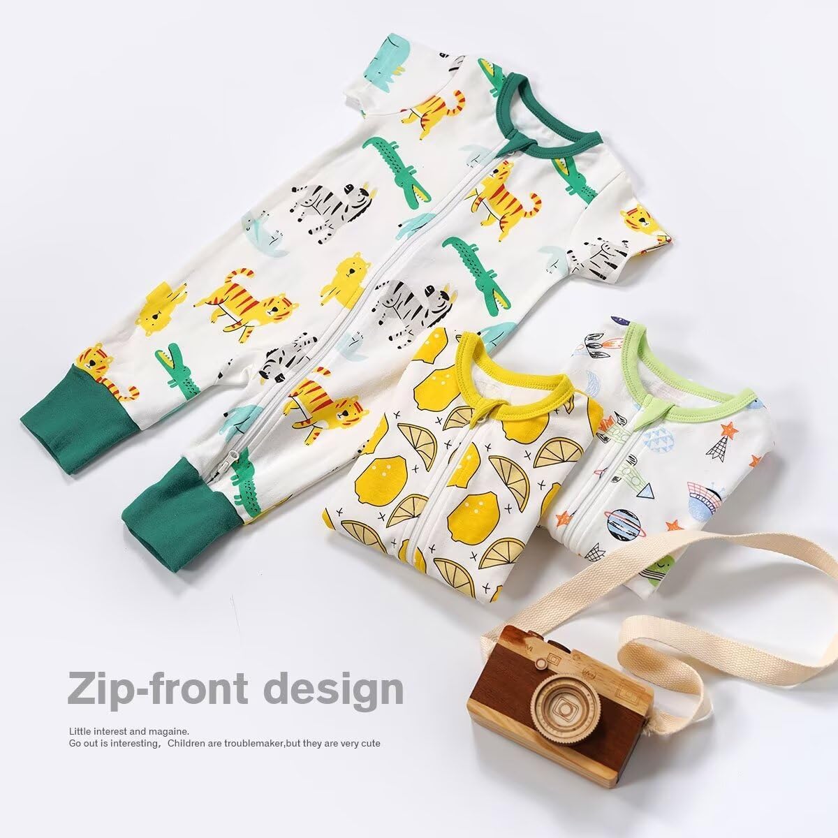 Teach Leanbh Toddler Baby Boys Girls Footless Pajamas Cotton 2 Way Zipper Printing Short Sleeve Romper Sleep and Play