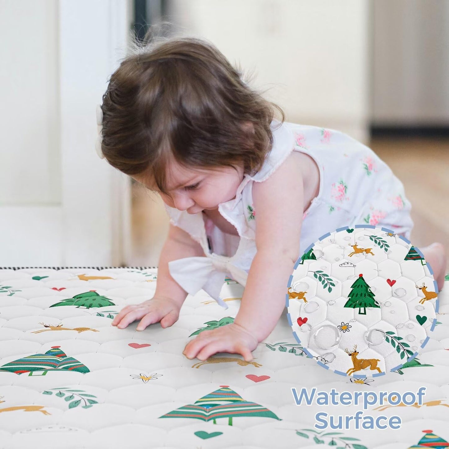 Baby Play Mat 50" X 50" Playpen Mat Thicken One-Piece Baby Crawling Mat Non-Slip Cushioned Baby Floor Play Mat Activity Playmats for Babies and Toddlers Infants Play & Tummy Time (50x50, Tree)