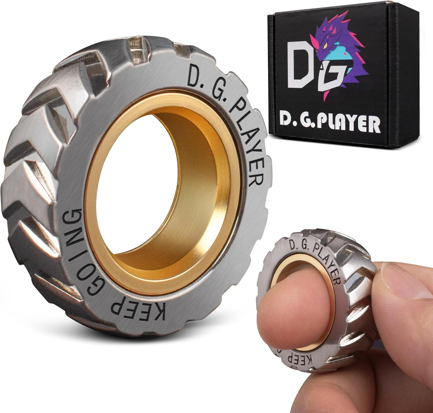 Metal Fidget Ring - Adjustable Spinner Ring Magnet Fidget Toys Adults, Office Desk Toys for Adults EDC Fidget Slider for Stress Relief & Anxiety (Tire)