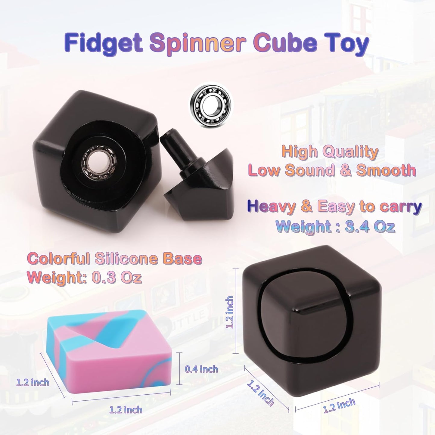 Desk Fidget Toys Spinner-Cube: Figetsss Cool Gadgets Metal Kinetic EDC-Toy with Silicone Base, ADHD Tools Cool Stuff Thing Office Toy Game Stress Relief Gift for Kid Children Teen Adult Christmas
