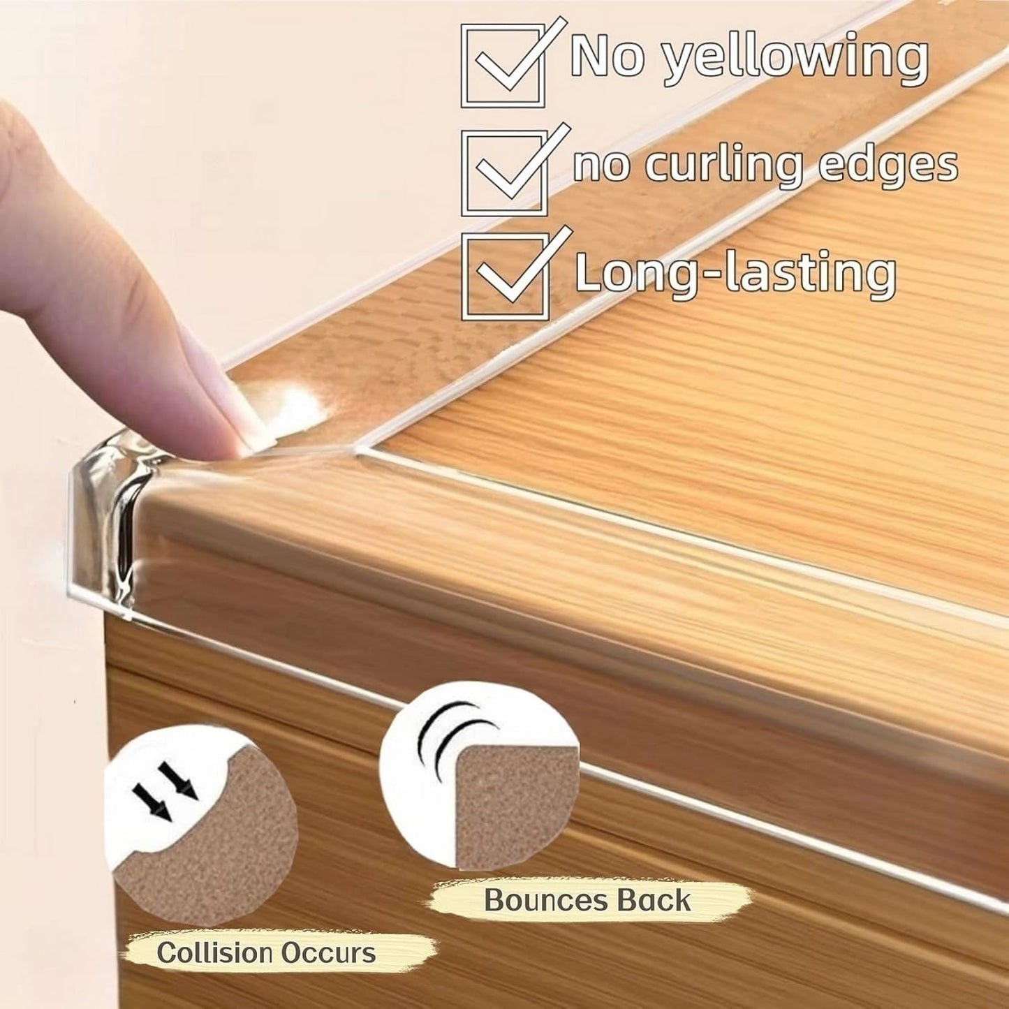 Clear Edge Protector Strip,0.78in Width x80in Length,Table Corner Protectors Tape,Self Adhesive Protective Corner Bumper for Cabinet Doors, desks, Glass, Dining Tables, Furniture, Kitchen countertops