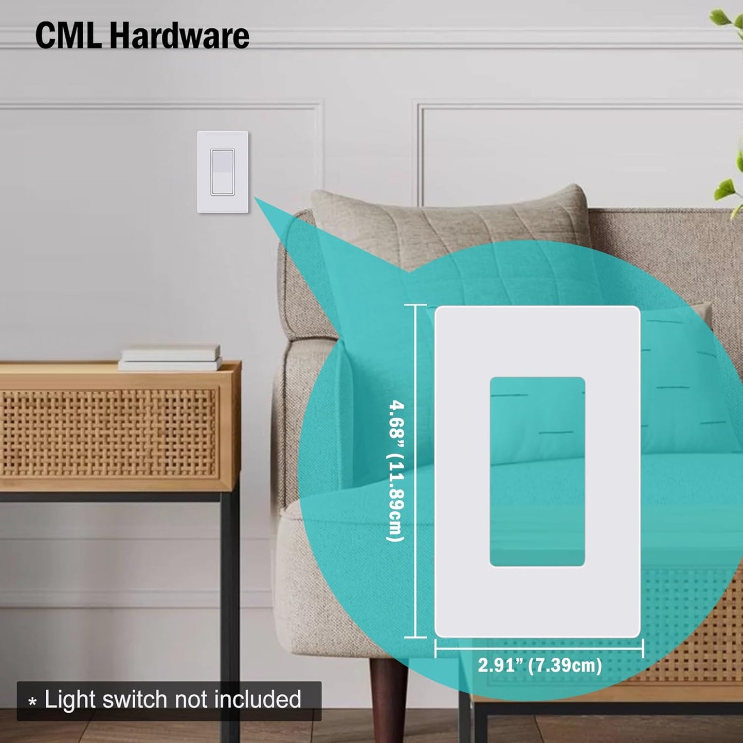 CML Screwless Wall Plates, 40 Pack Decorator Light Switch Covers, 1-Gang Decor Outlet Switch Plate, Standard Size 2.91”x4.68”, Impact Resistant, White