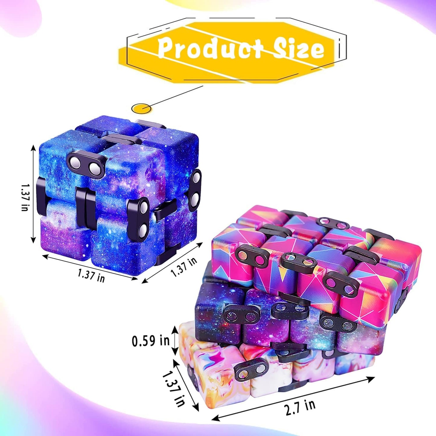 1 Packs Infinity Cube Toy Stress Relieving Fidgeting Game for Kids and Adults,Cute Mini Unique Gadget Anxiety Relief Kill Time Magic Puzzle Flip ADD, ADHD, Killing