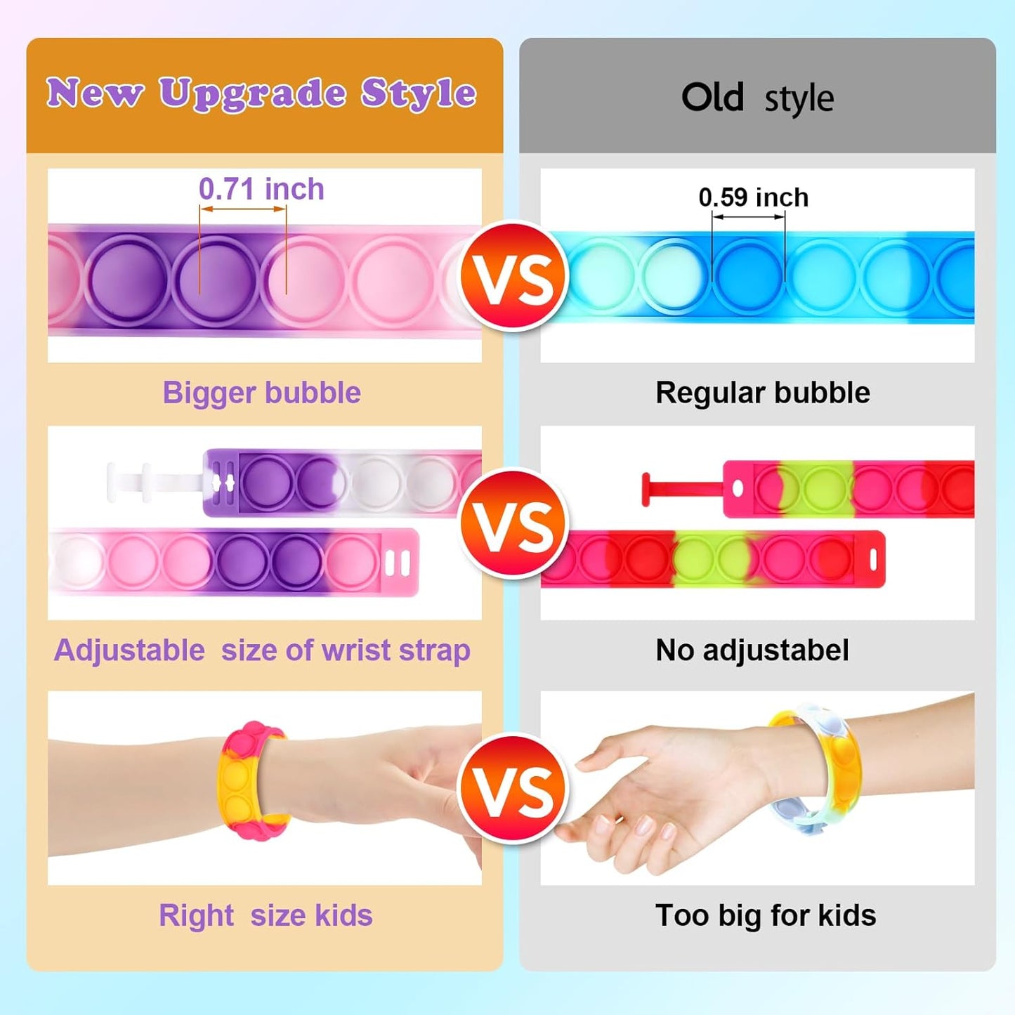 126 PCS Pop Bracelet it Fidget Toys Pack, Fidget Bracelet Birthday Party Gifts, Decompression Wristband with Autistic & ADHD,Fidget Wristband as Return Gifts for Kids, Fidgets Novelty Girls Toys