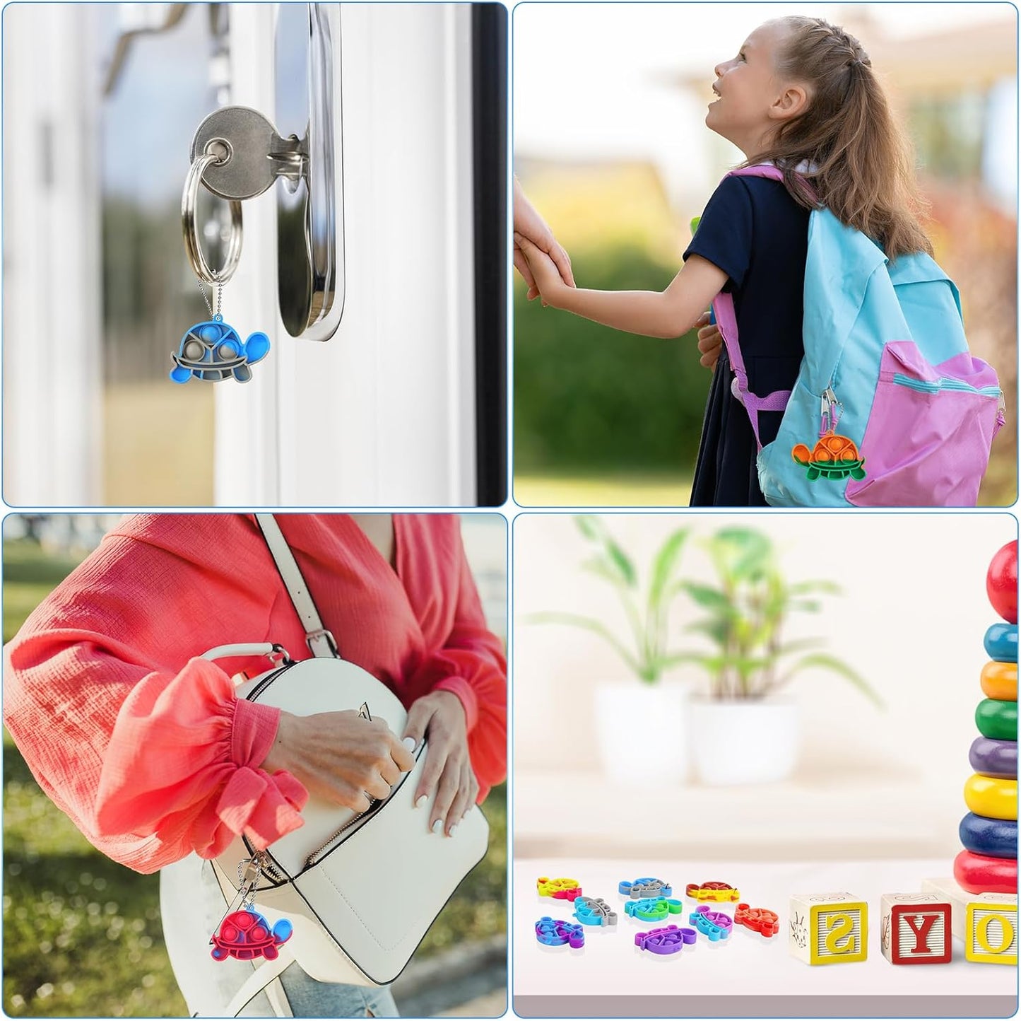 Pop Fidget Toys Its Party Favors for Kids 4-8 8-12, 12 PCS Turtle Toys Mini Pop Keychain It Toddler Fidget Toy Bulk Fidgets for Classroom Prizes Birthday Goodie Bag Stuffers Sensory Toys Packs