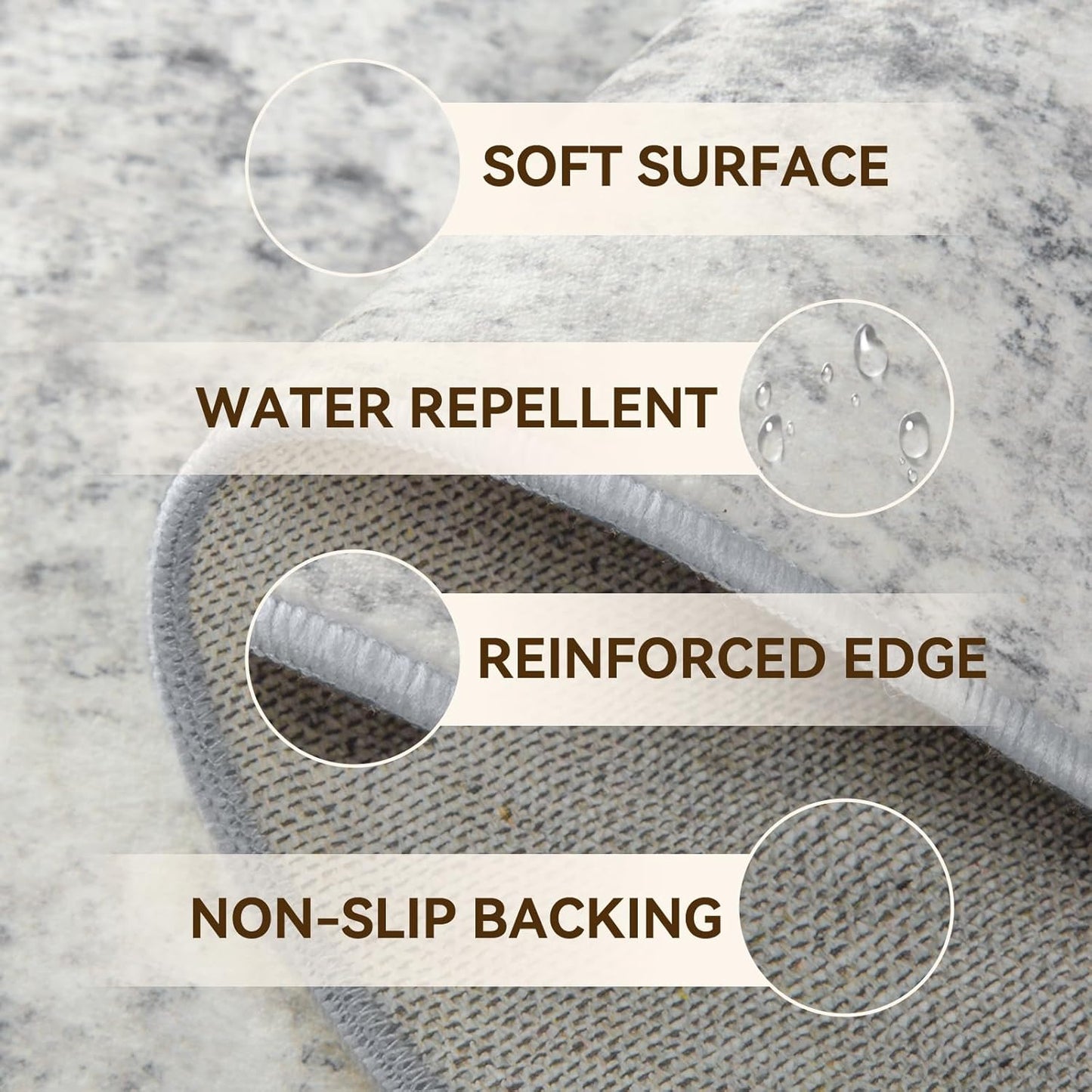 Washable Area Rugs 2'x8' Non-Slip Modern Abstract Soft for Living Room Entryway Bedroom Nursery, Print Pattern, Gray White Grey