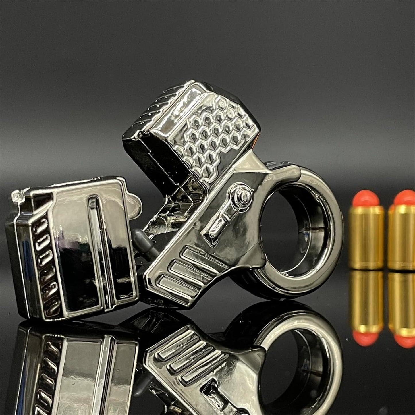 Alloy Gun Shape Fidget Ring EDC Fidget Spinner Metal Hand Spinner Adult Fidget Toys ADHD Tool Anxiety Stress Relief Toys Office Desk Toys (Gray)