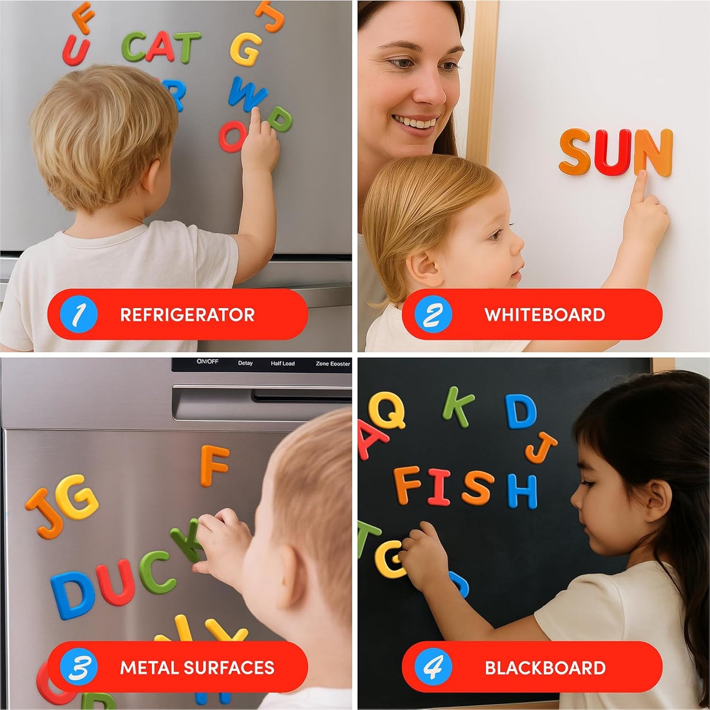 JoyCat Silicone Alphabet Magnetic Letters, 26 Uppercase ABC Fridge Magnets for Toddlers 1-3 & Kids, Baby Learning Refrigerator Toy Set, Preschool Birthday Gifts for Boys & Girls (Vibrant Color)