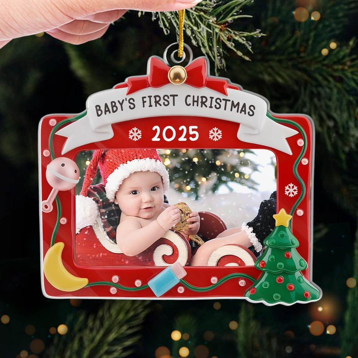 Pawfect House Custom Photo Acrylic Ornament, Personalized Christmas Baby Shower, Gender Reveal Gifts for New Moms, New Dads, New Parents, Xmas Decorations for New Mom, Dad, First Time Parents Gifts