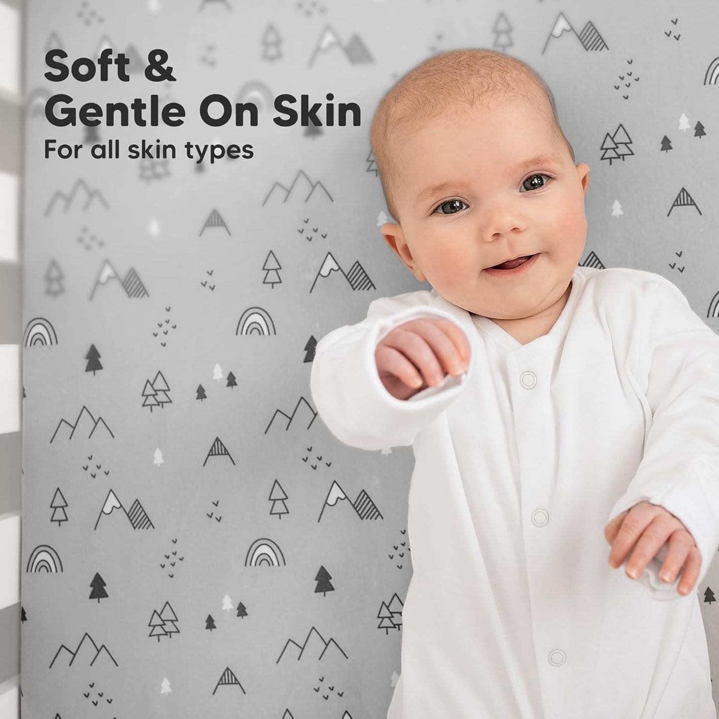 KeaBabies 2-Pack Organic Crib Sheets for Boys, Girls - 52x28 Fitted Crib Mattress Sheet Neutral, Breathable Jersey Cotton Cover for Baby Bed, Toddler Mattress, Soft & Cute Prints (Woodland)