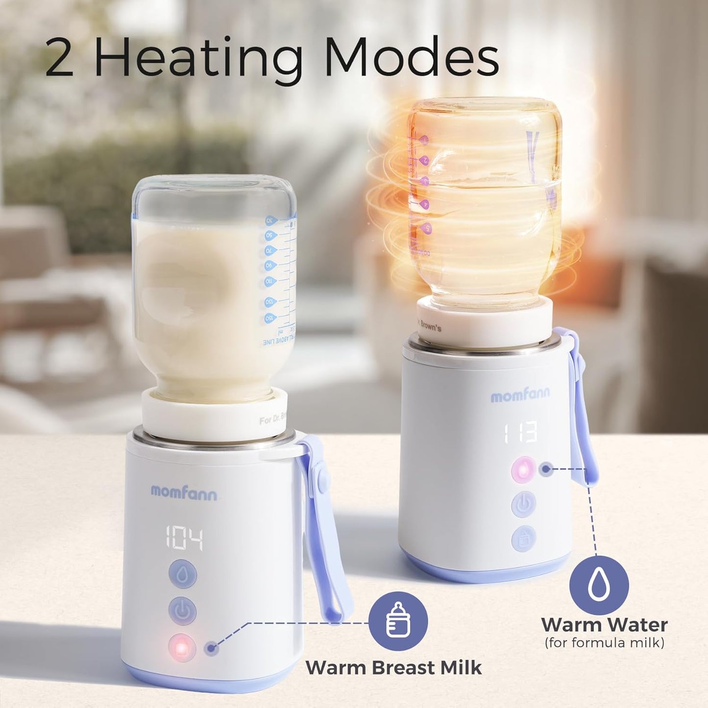Portable Bottle Warmer Travel Baby Bottle Warmer for Breastmilk On The Go Travel Bottle Warmer Leak-Proof 2 Modes Fast Heating Three 3800mAH Battery Capacity to Meet Your All-Day Needs