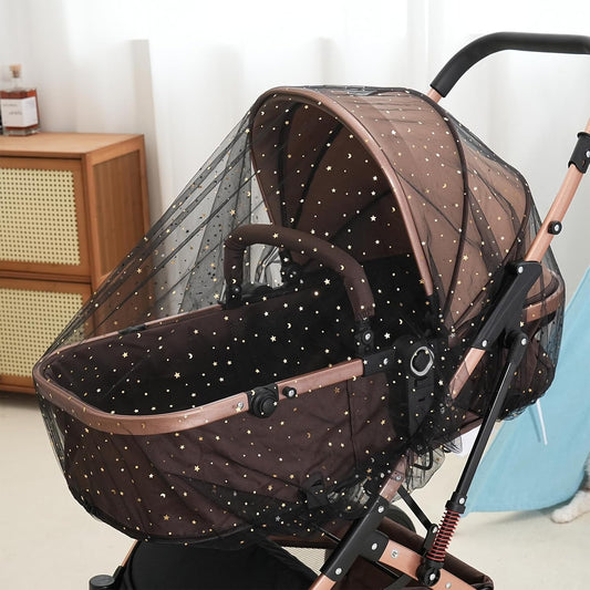 Baby Mosquito Net for Stroller, Perfect Bug Net for Stroller/Bassinets/Cradles/Playards/Pack N Plays and Portable Mini Crib, Durable Baby Insect Netting, Black Star