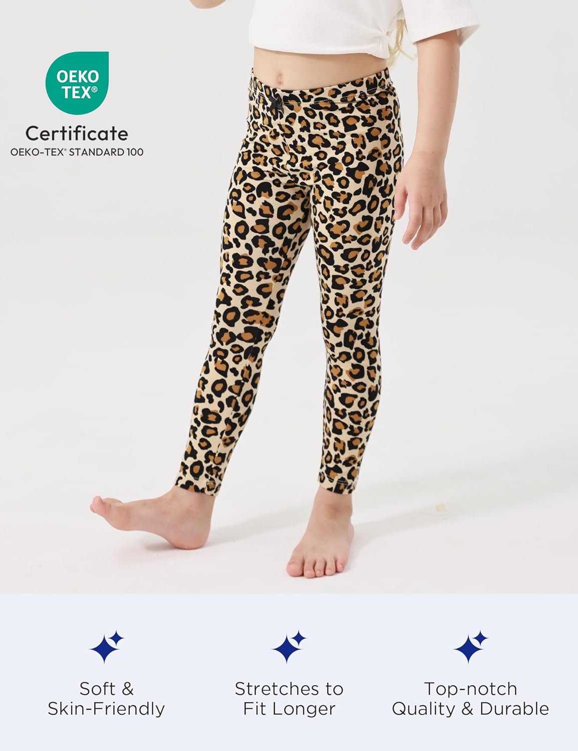 Toddler Girls Leggings 2-Pack Bamboo Viscose Little Girls Casual Stretch Pants