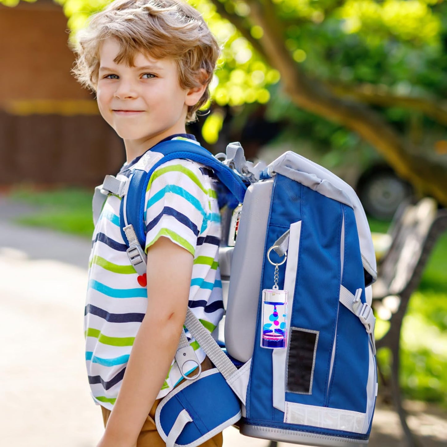 Liquid Motion Bubbler Keychains - Stress Relief Sensory Toy Gifts for Kids - Colorful Liquid Hourglass Keychain