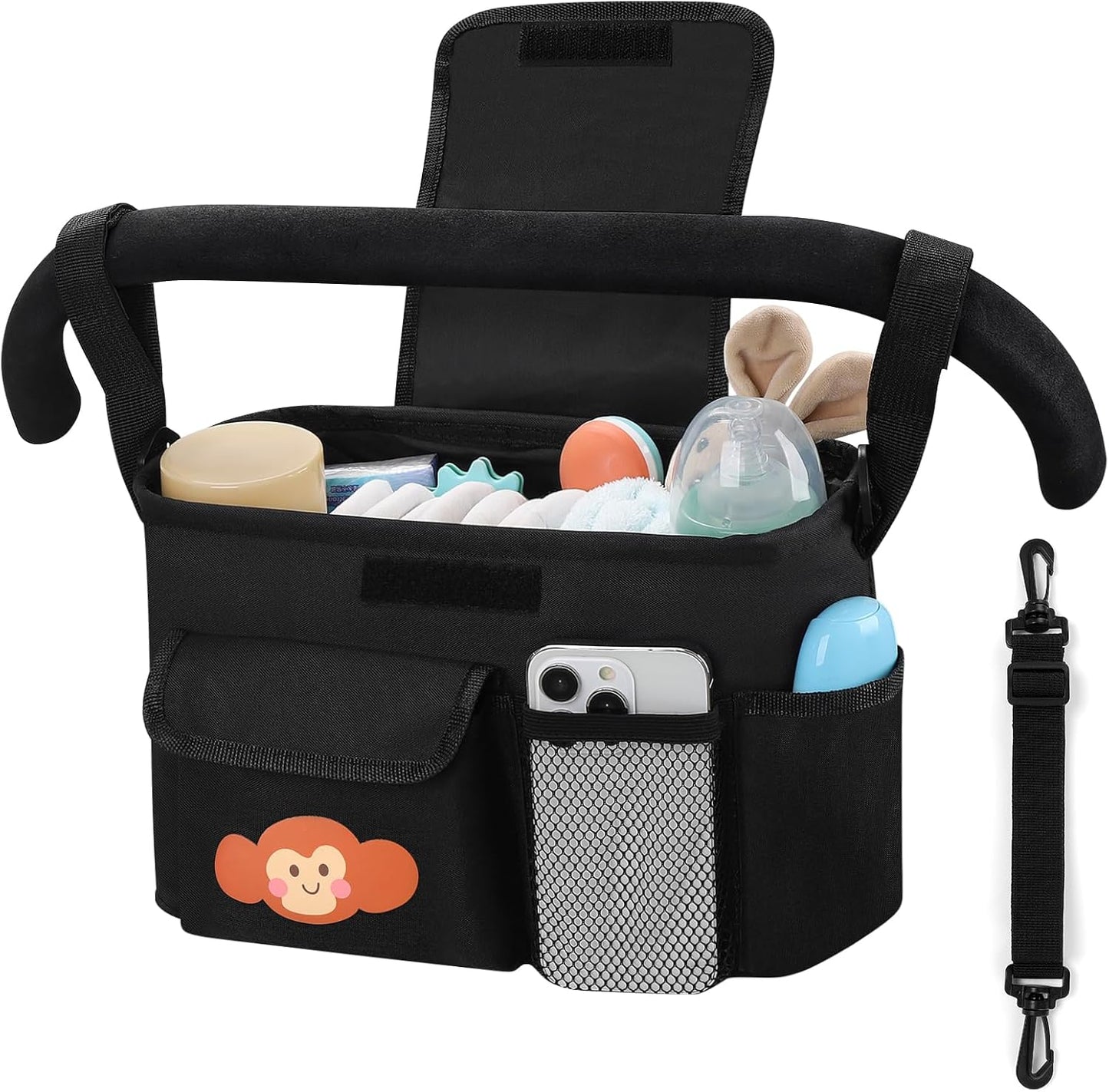 Accmor Universal Stroller Organizer with Cup Holder and Shoulder Strap, Stroller Bag Caddy Organizer Stroller Accessories for Uppababy, Baby Jogger, Nuna, Doona, Britax Strollers