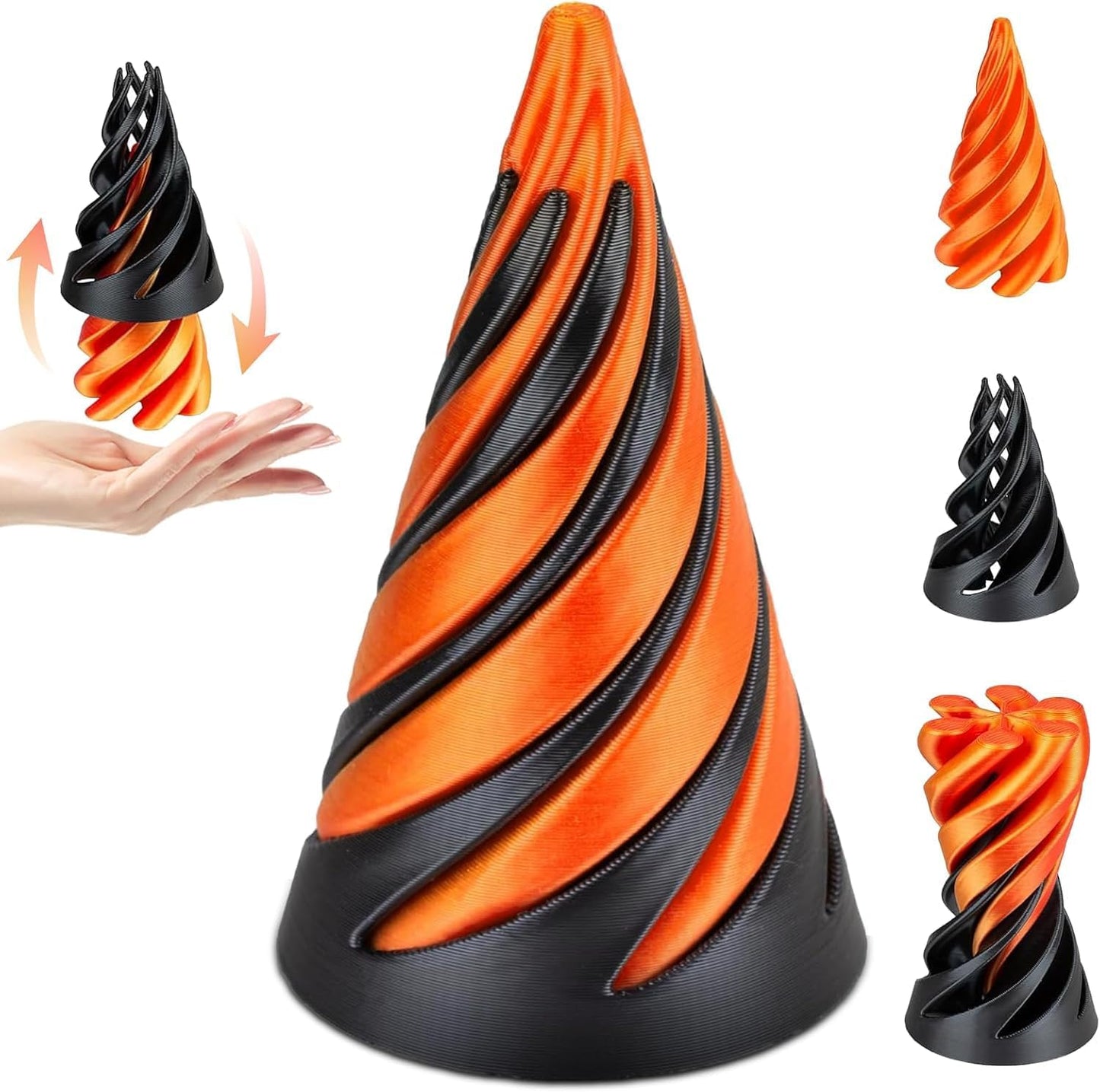 Impossible Cone,Impossible Pyramid Passthrough Toy,Spiral Cone Fidget Toy, 3D Printed Spiral Cone Toy,Mini Cones Pass Through Pyramid Fidget Toy for Stress and Anxiety Relaxing