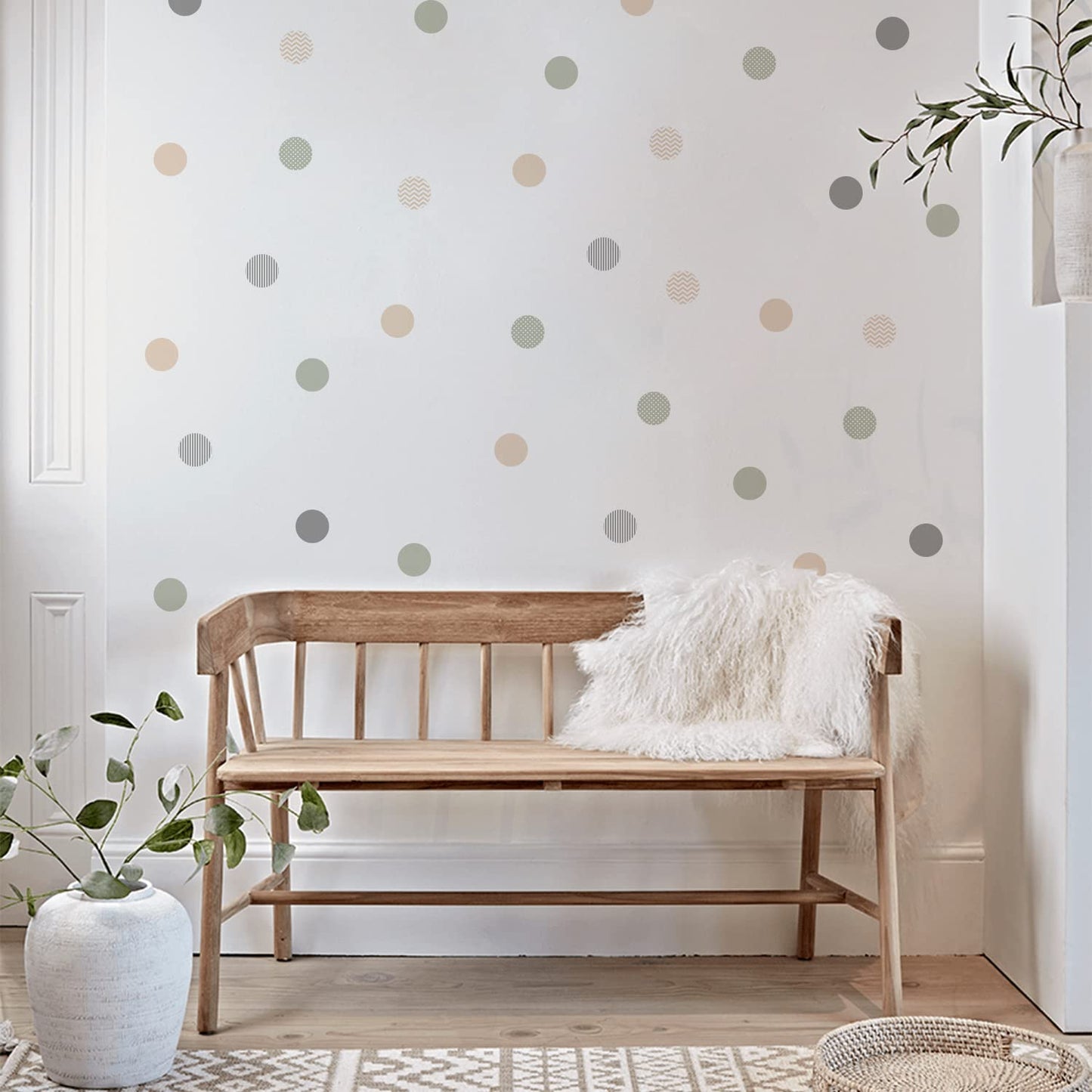 Boho Polka Dot Wall Decals 72 PCS, Removable Wall Decals Kids Room Decor Vinyl Murals DIY Cute Decorations (12 Sheets)