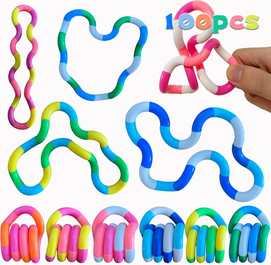 Random Multicolored Quiet Fidgets Toys for Unique Fidget Experience, Anti Anxiety Sensory Toys Combine into New Shapes, Brain Imagination Tools, Relax Therapy Educational Toy for ，Party Supplies (100)