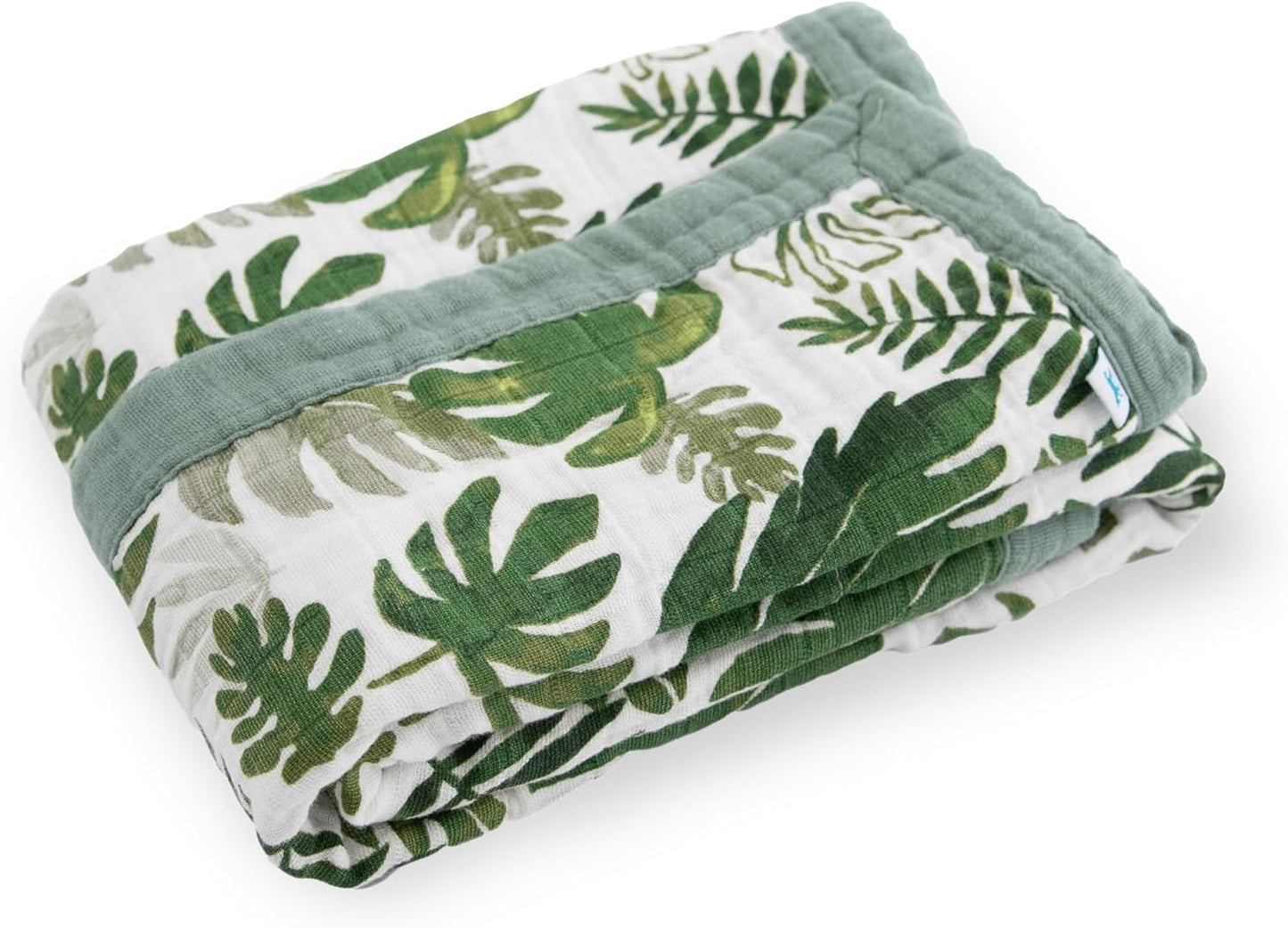 Little Unicorn Newborn Receiving Quilt | Ultra- Soft, Multi-Layered Muslin Fabric | Gift for Newborns & on-The-go (Tropical Leaf)