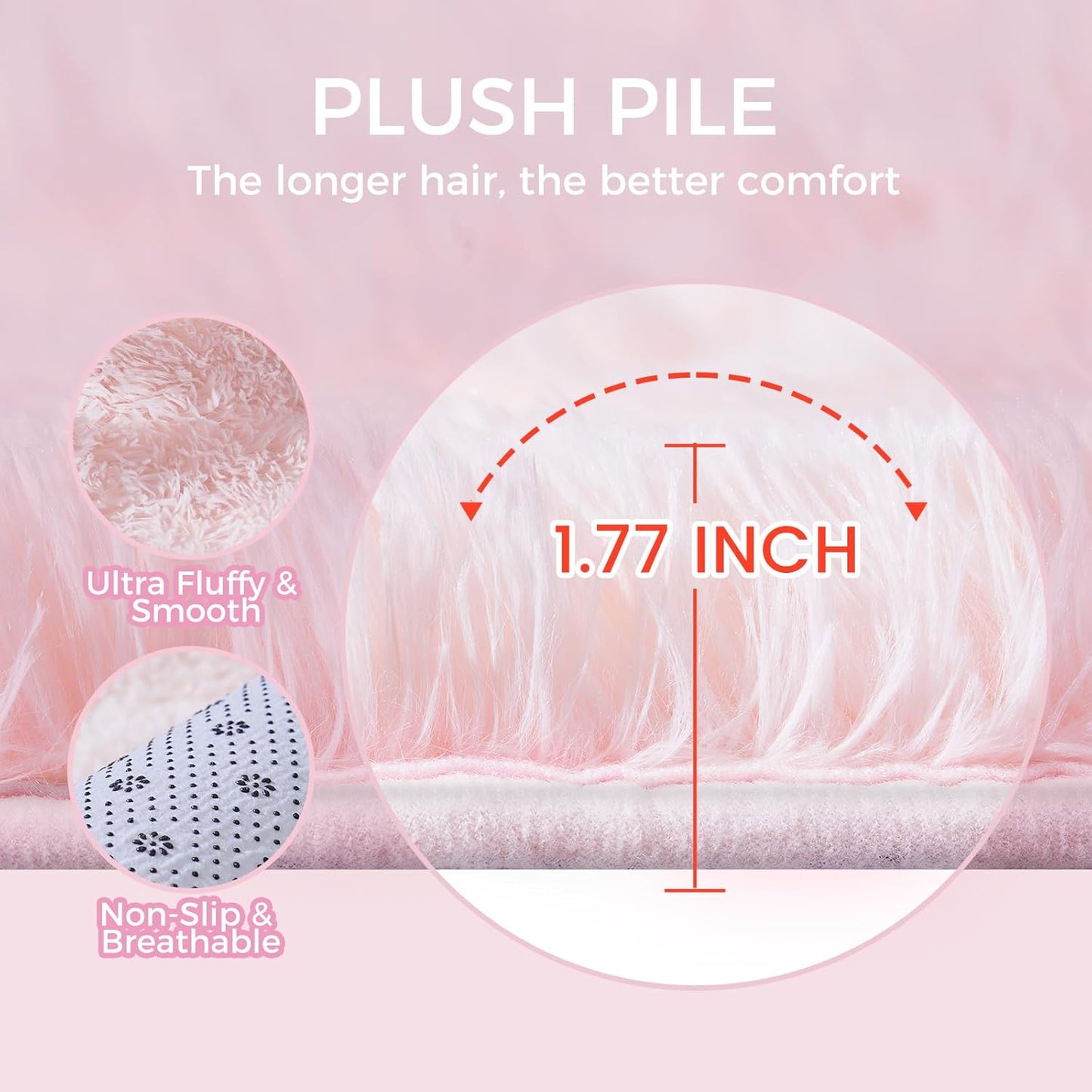 Ultra Soft Rug for Living Room, 6X9 Fluffy Shag Area Rug for Bedroom, Modern Shaggy Carpets Fuzzy Rug for Teens Dorm Nursery Home Decor Aesthetic, Upgrade Anti-Skid Durable, Pink