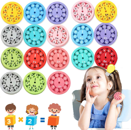 Math Fidget Spinner,Educational Math Fact Fidget Spinners - Learn Division & Multiplication -Math Learning & Education Toys Game (18pcs)